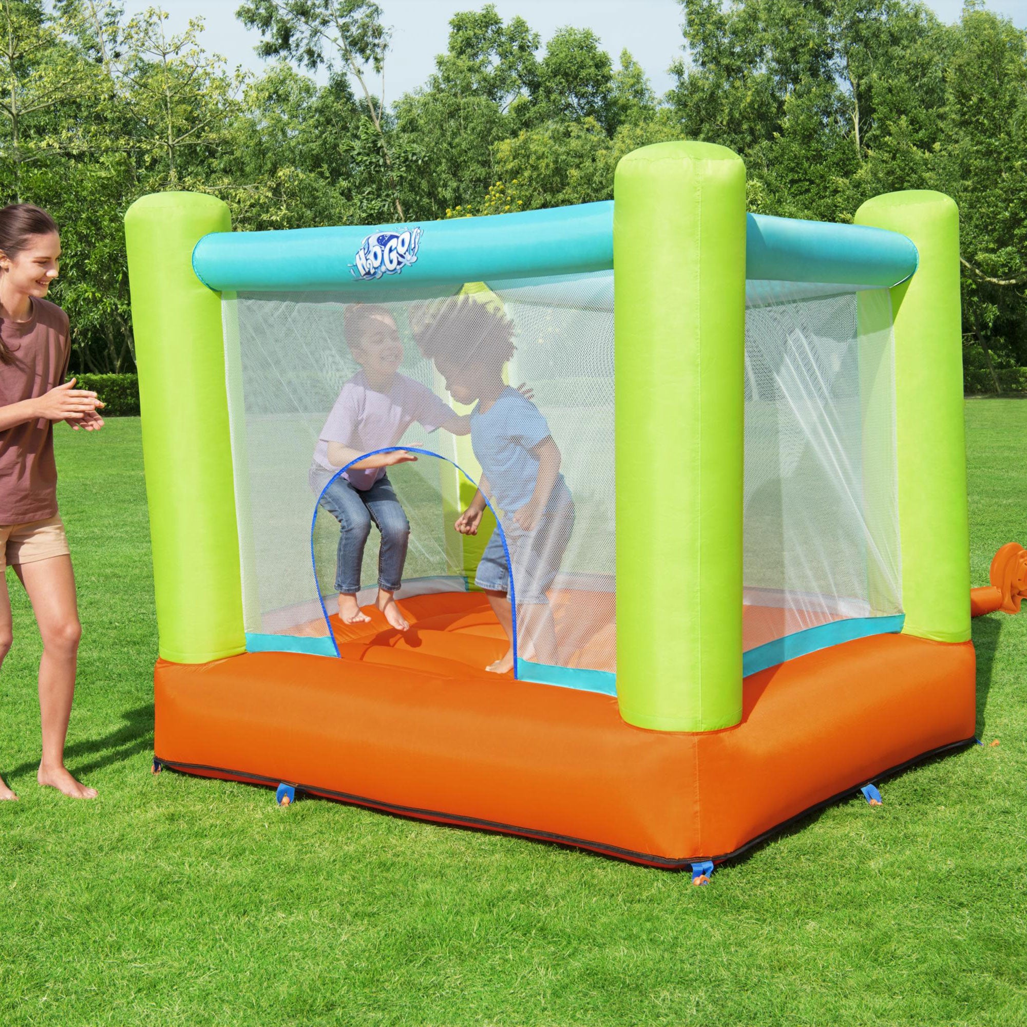 Bestway Jump And Soar Outdoor Indoor Inflatable Bounce House with Air Pump