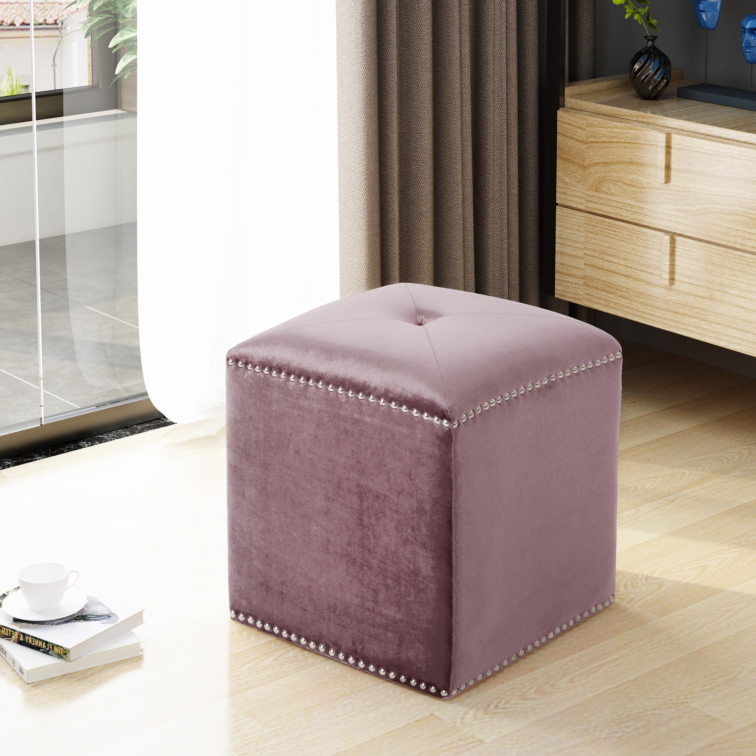 Liberty Glam Velvet Ottoman