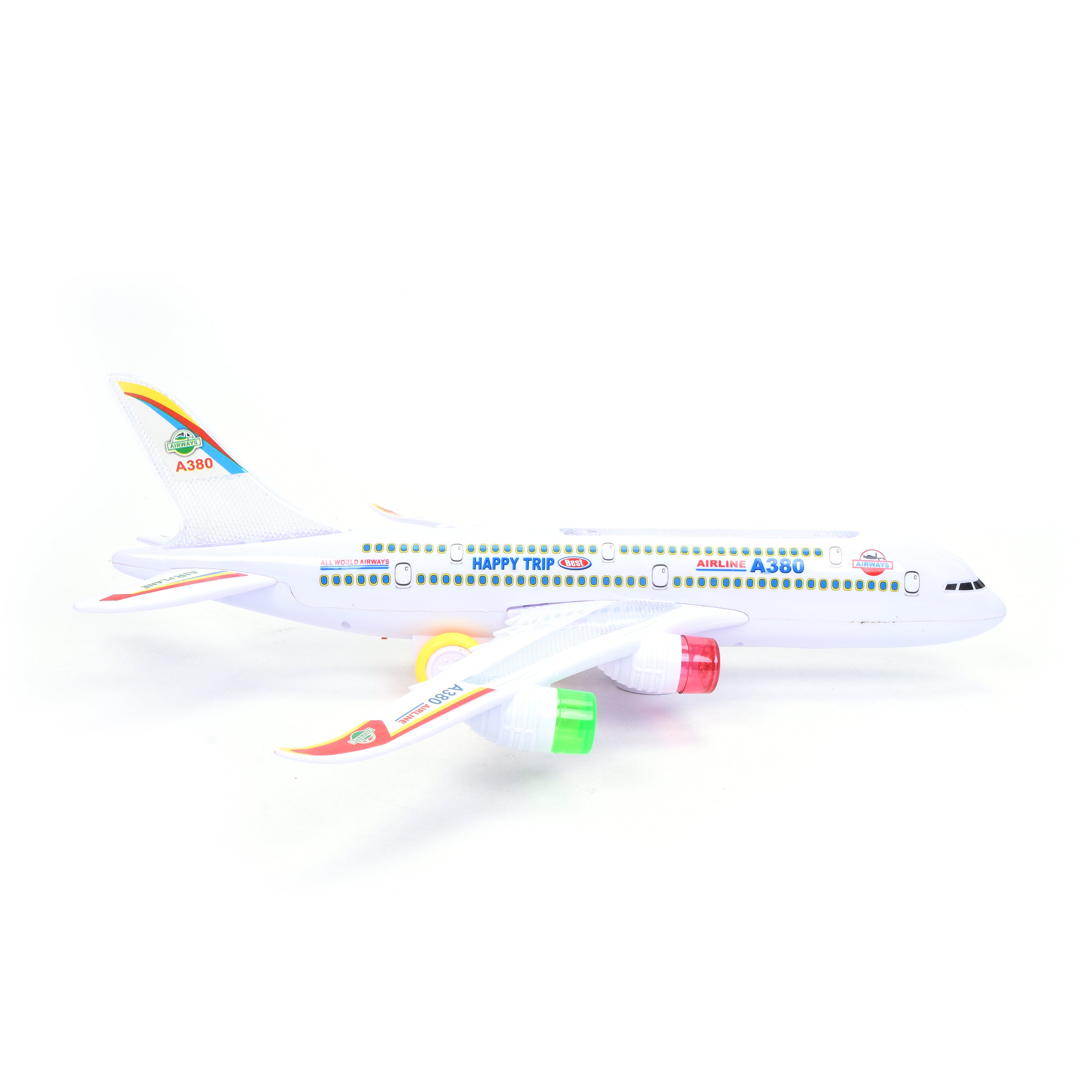 WonderPlay All Aboard! Bump and Go Airplane With Light and Sound - White