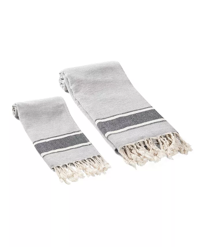 Olive and Linen Terra 2 Piece Bath and Hand Towel Set
