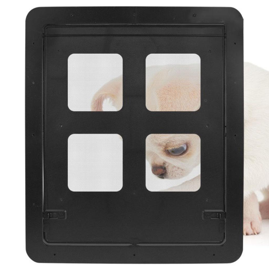 Locking Pet Door Gate with Locking Function Flap Door Animal Supplies for Medium Small Pet - Black， L L