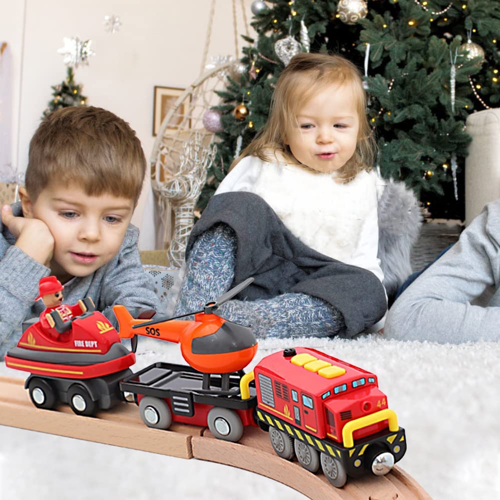 Battery Operated Train for Wooden Track (Magnetic Connection)， Powerful Engine Bullet Train Action Locomotive Train Motorized Train for Wooden Track for Toddlers Kids 3-14
