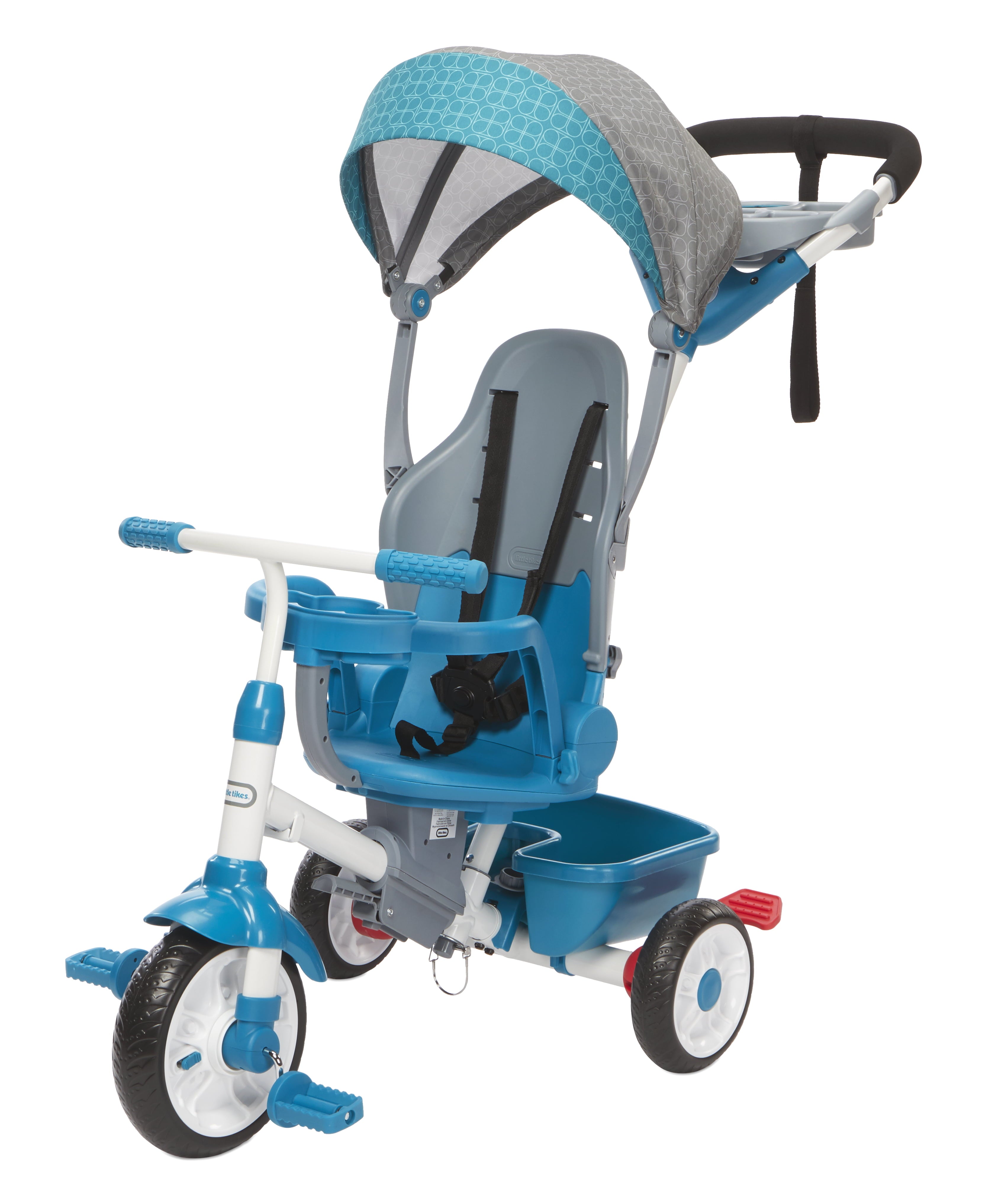 Little Tikes Perfect Fit 4-in-1 Trike in Teal， Convertible Tricycle for Toddlers， 4 Stages of Growth and Shade Canopy - Kids Boys Girls Ages 9 Months to 3 Years Old