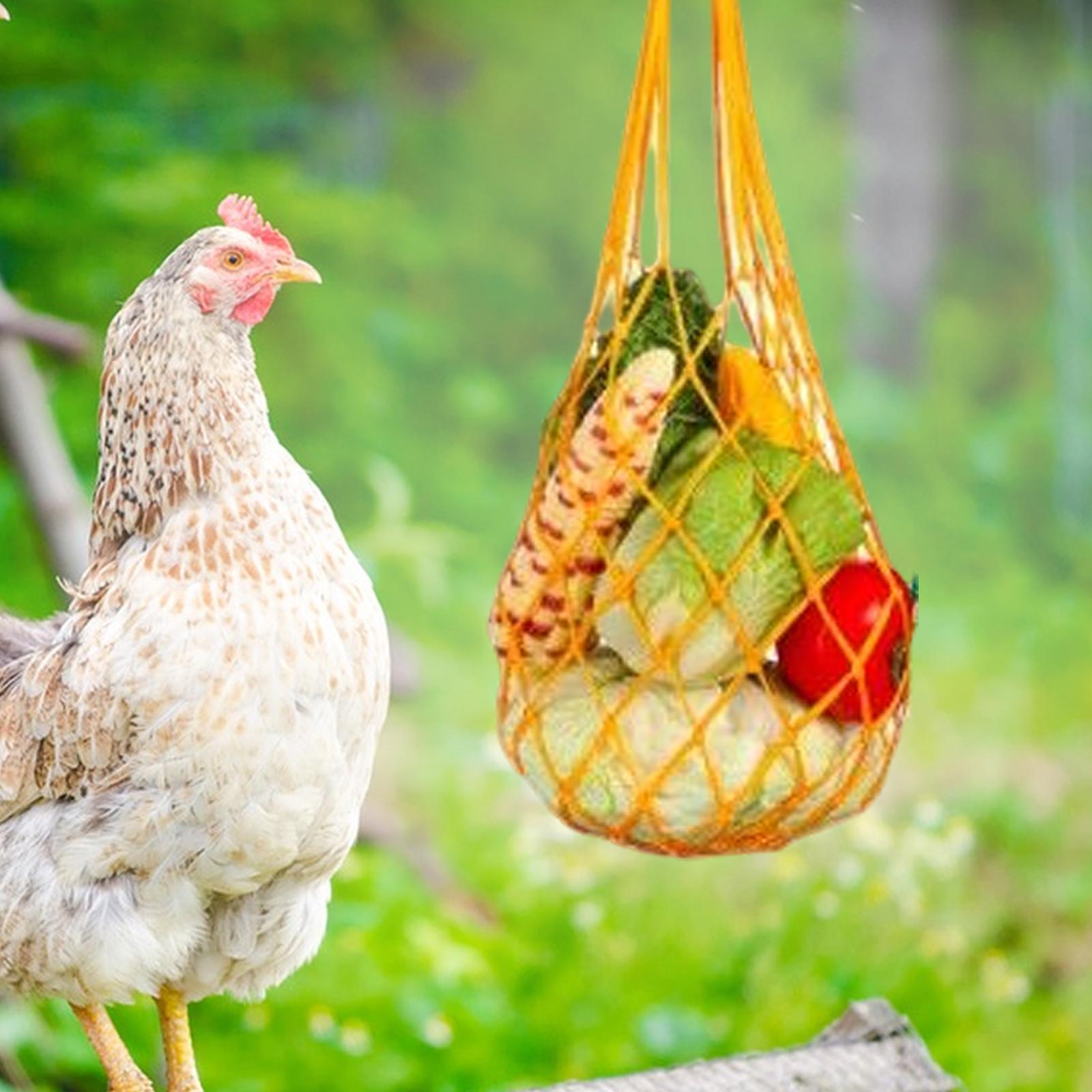 Chicken Vegetable String Bag Feeder Skewers Lettuce Hanger for Chicken House yellow