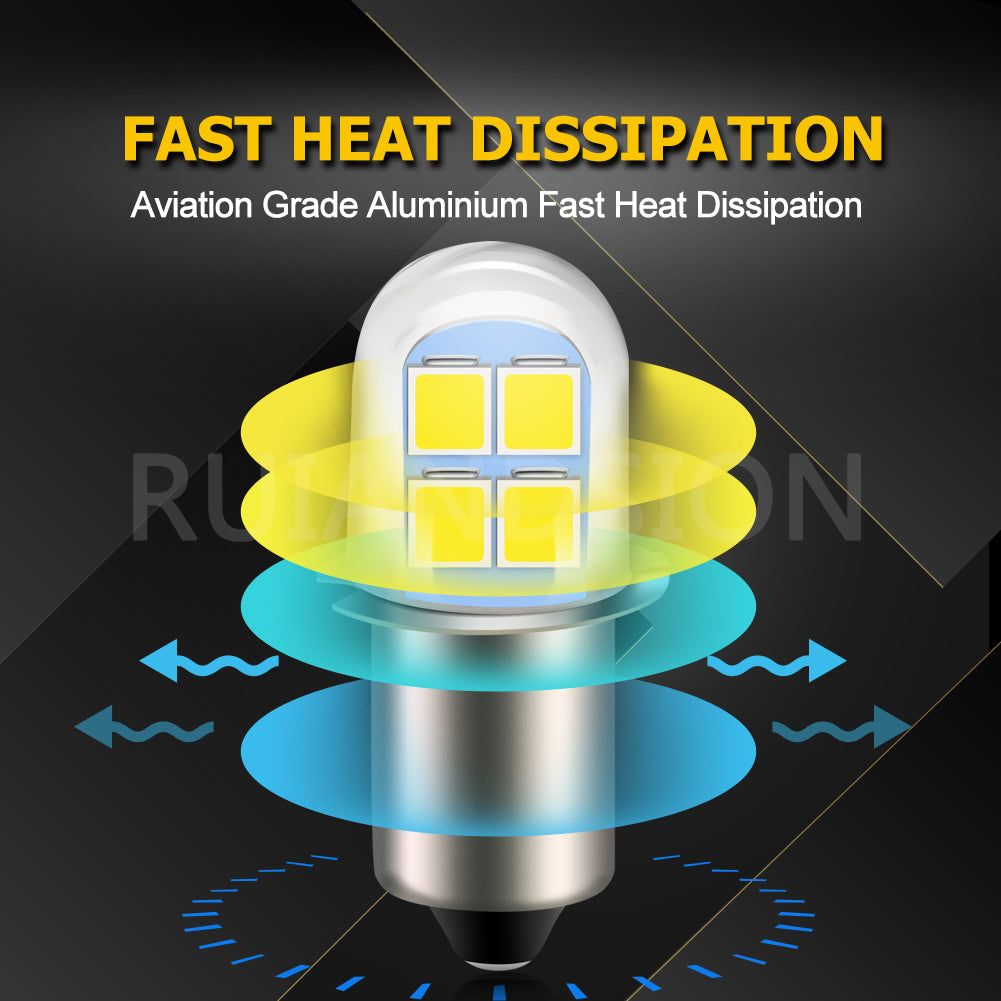 Ruiandsion Bulb for Flashlight，P13.5S Base 2835 Chip White，LED Replacement Light Bulb，Pack of 2