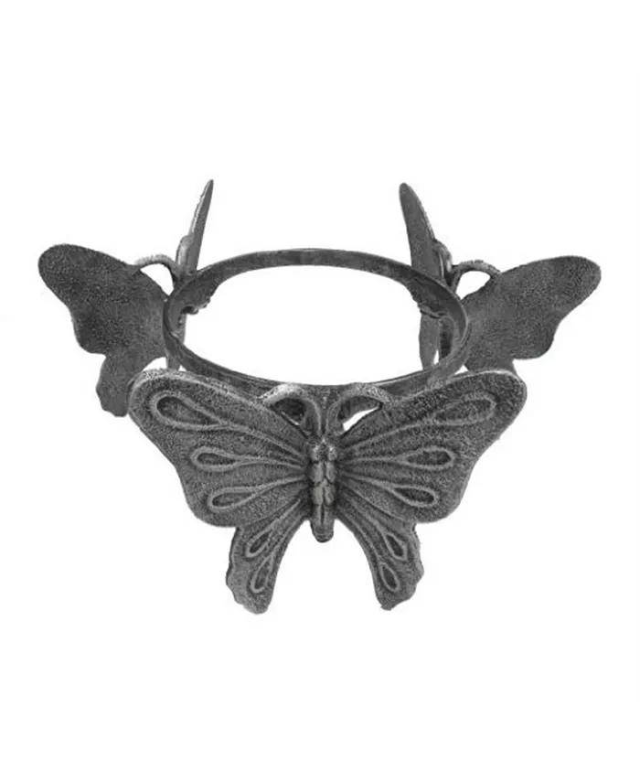Very Cool Stuff Wrought Iron Butterfly Plant Globe Stand， Silver， 8.5