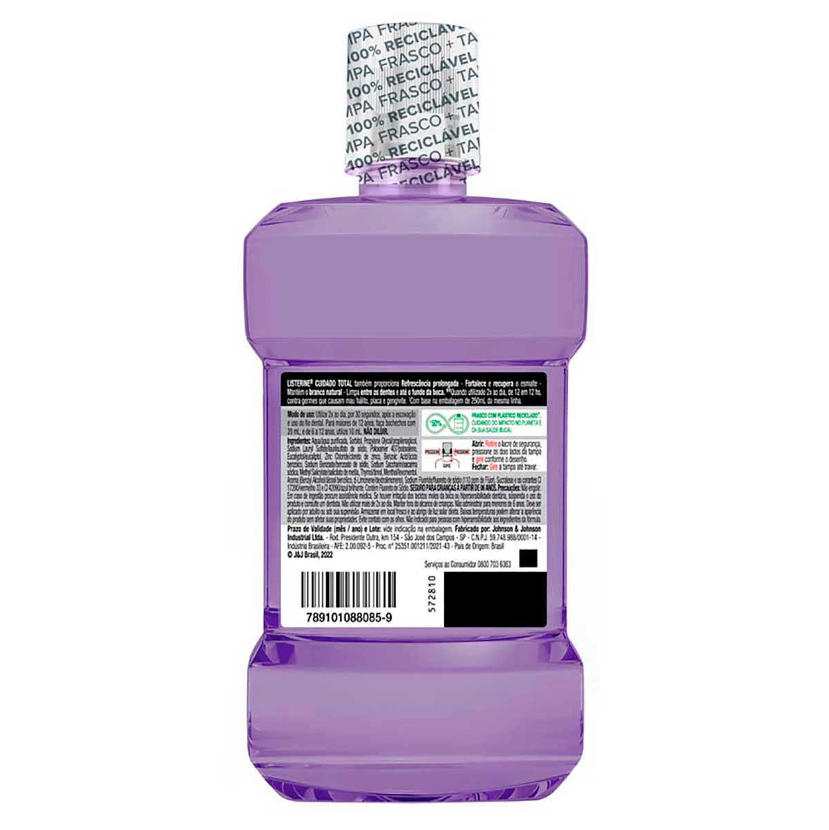 Enxaguante Bucal sem Alcool Listerine Cuidado Total 14 Beneficios em 1 500ml