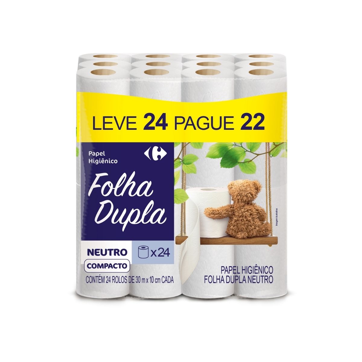 Papel Higienico Folha Dupla Carrefour Leve 24 Pague 22