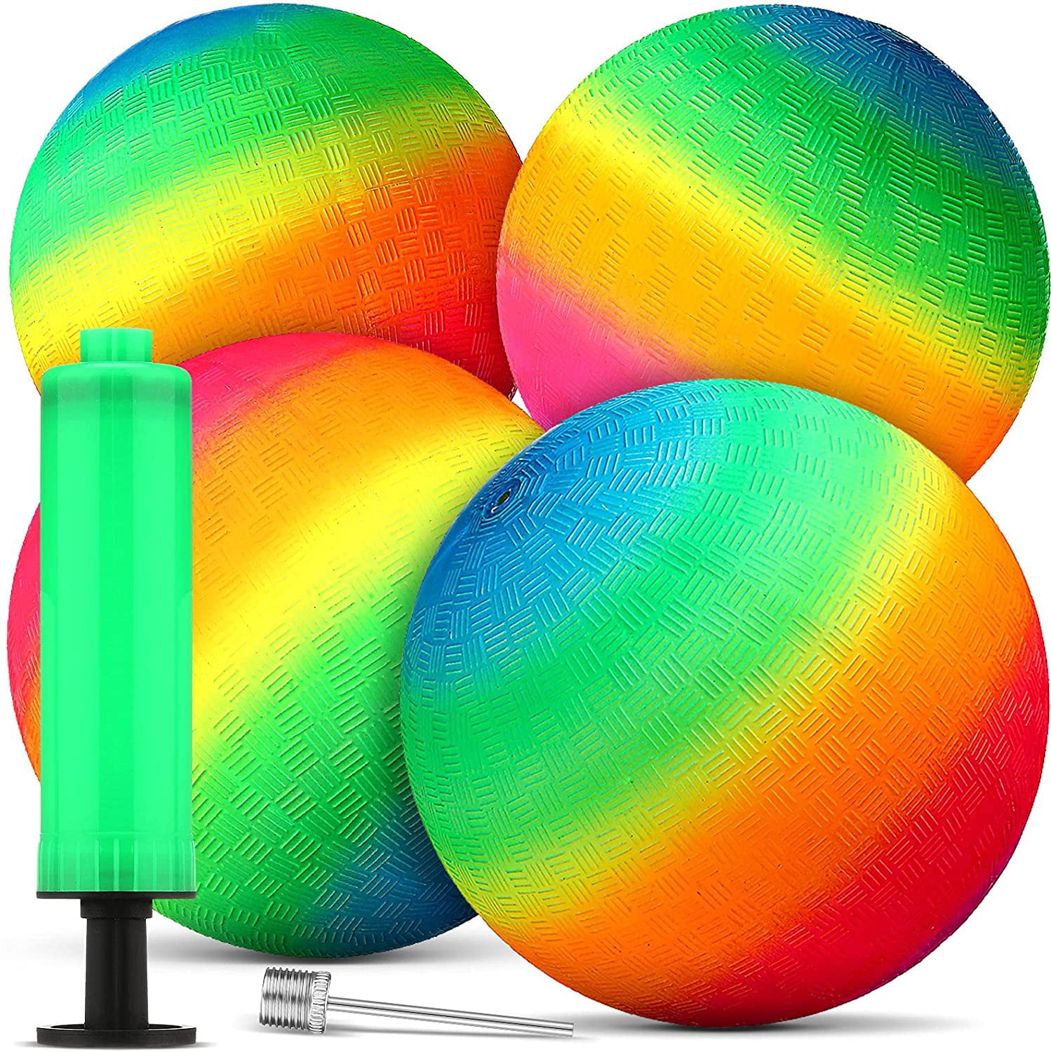 Waloo 9 inch PVC  Rainbow Playground Ball W/ Pump
