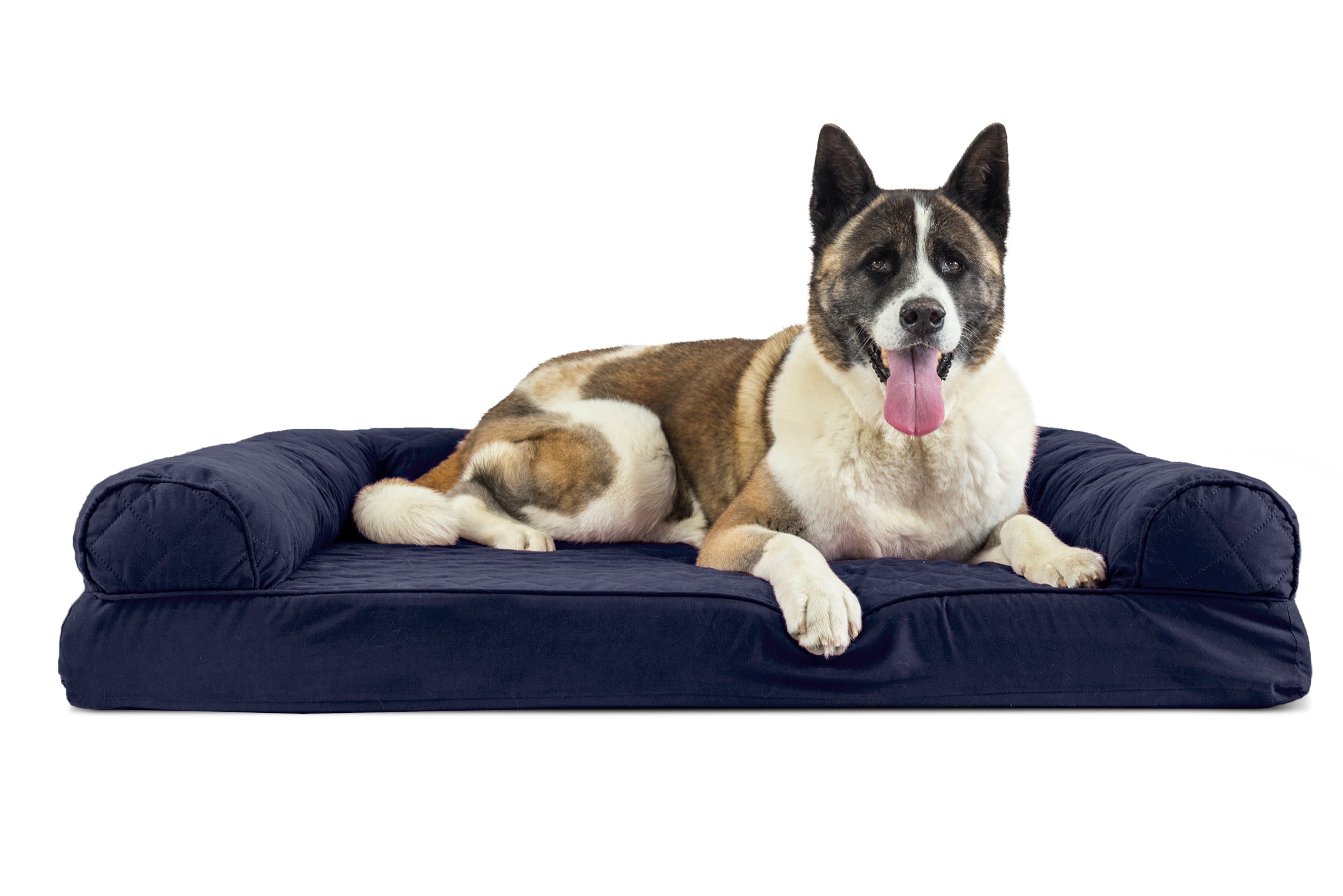 FurHaven Pet Products | Memory Foam Quilted Sofa Pet Bed for Dogs and Cats - Navy， Jumbo