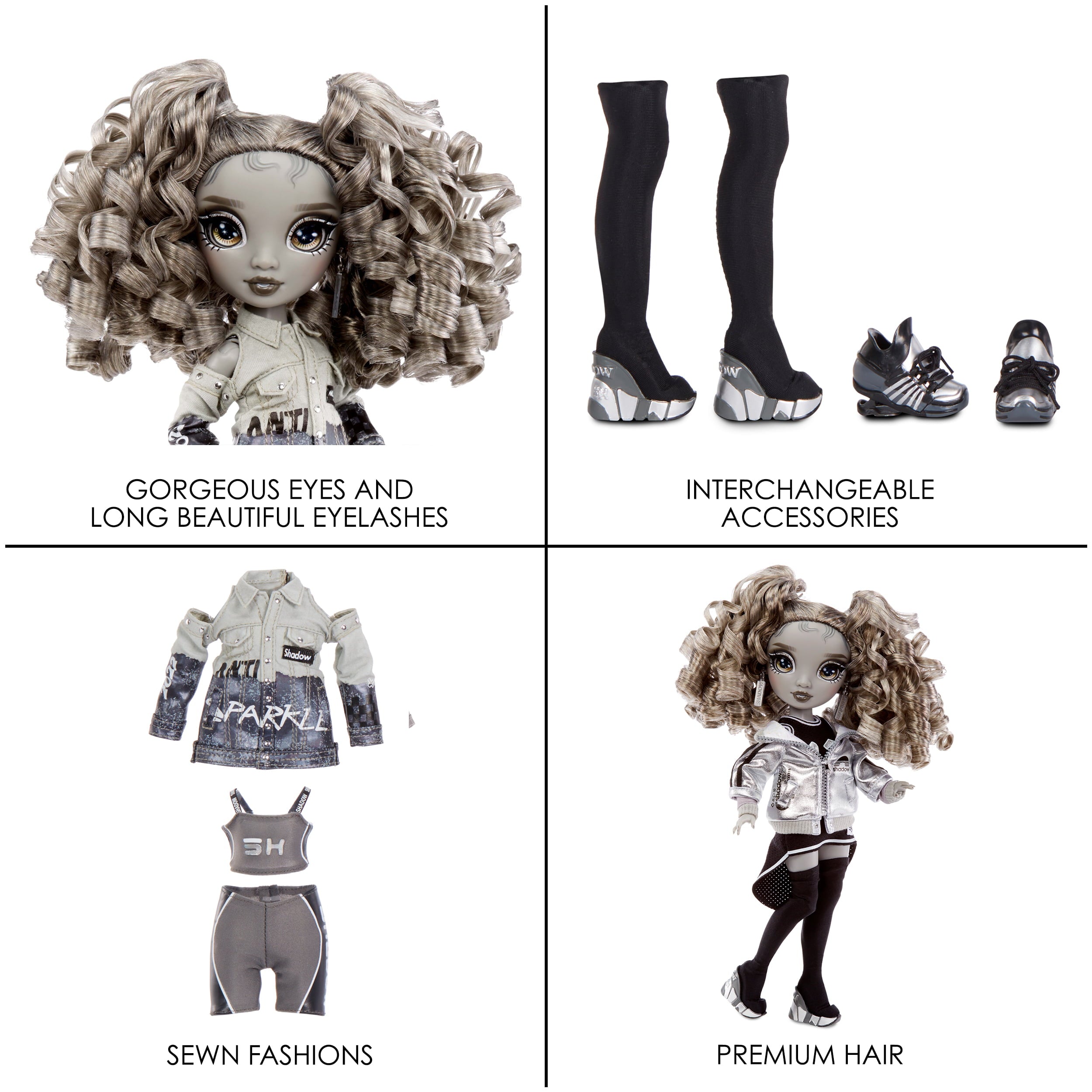 Shadow High Series 1 Nicole Steel- Grayscale Fashion Doll. 2 Titanium Designer Outfits to Mix & Match with Accessories, Great Gift for Kids 6-12 Years Old and Collectors