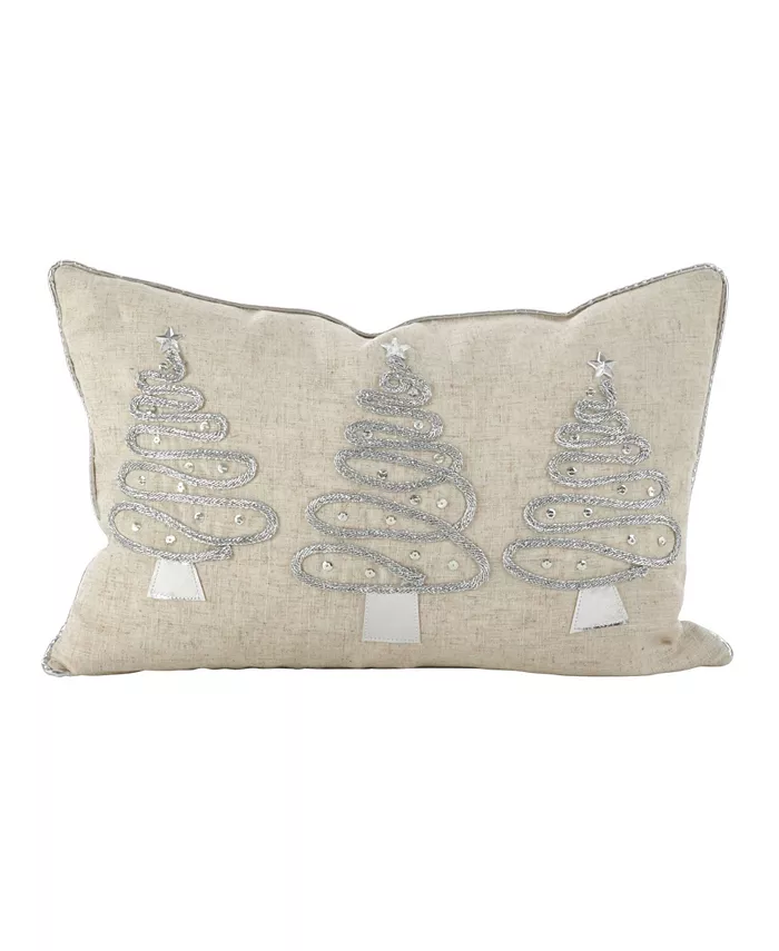 Saro Lifestyle Silver Christmas Tree Trio Decorative Pillow， 12