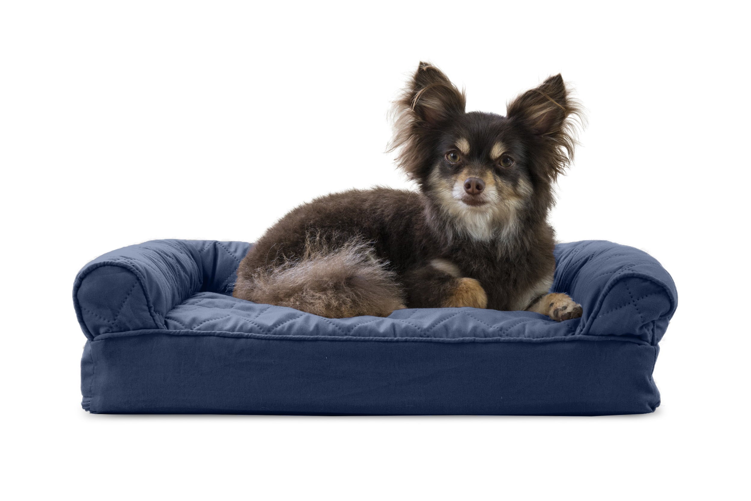 FurHaven Pet Products | Memory Foam Quilted Sofa Pet Bed for Dogs and Cats - Navy， Small