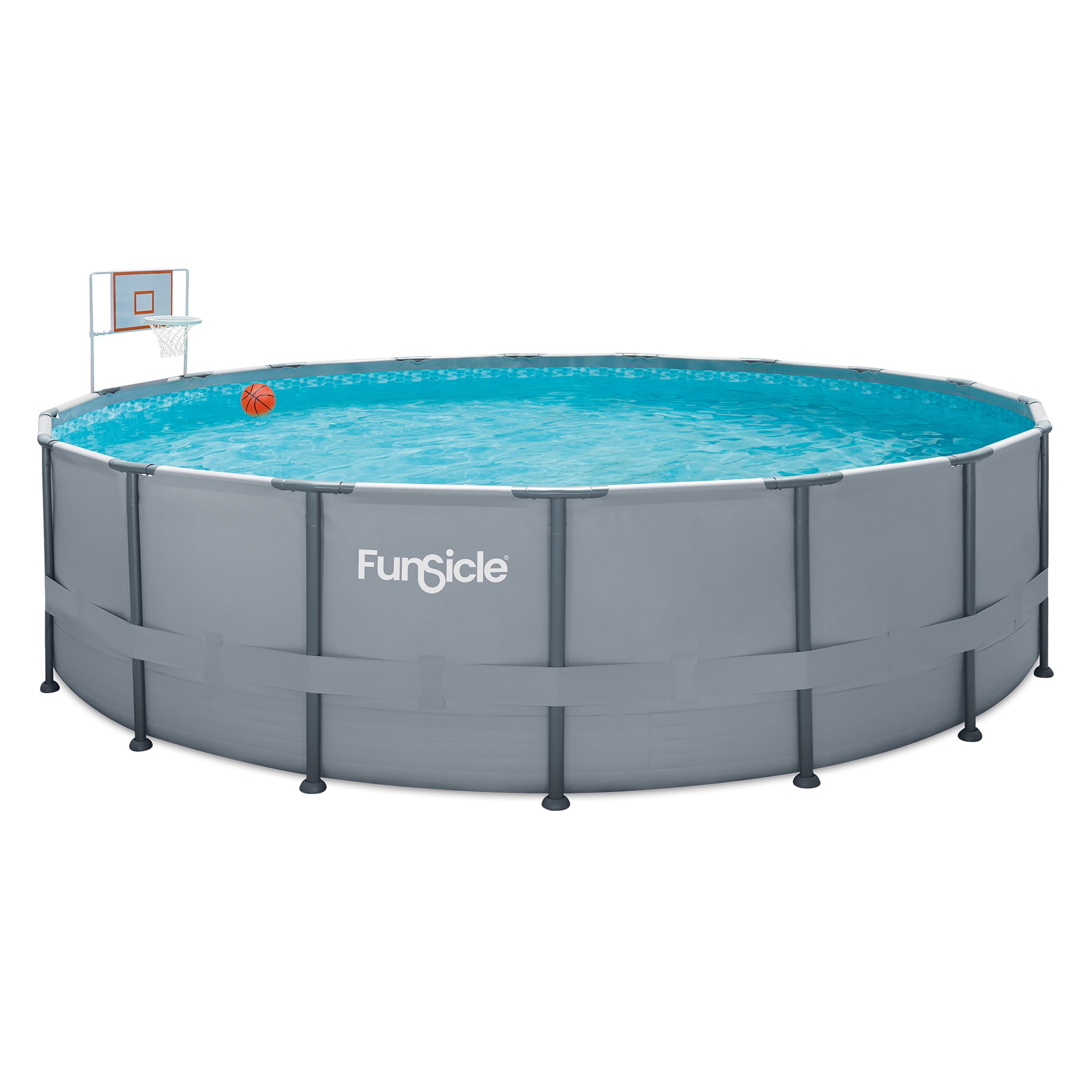 Funsicle BasketballPool Game Set， with Hoop Backboard and Rim， for Frame  Swimming Pools， Adults， Unisex