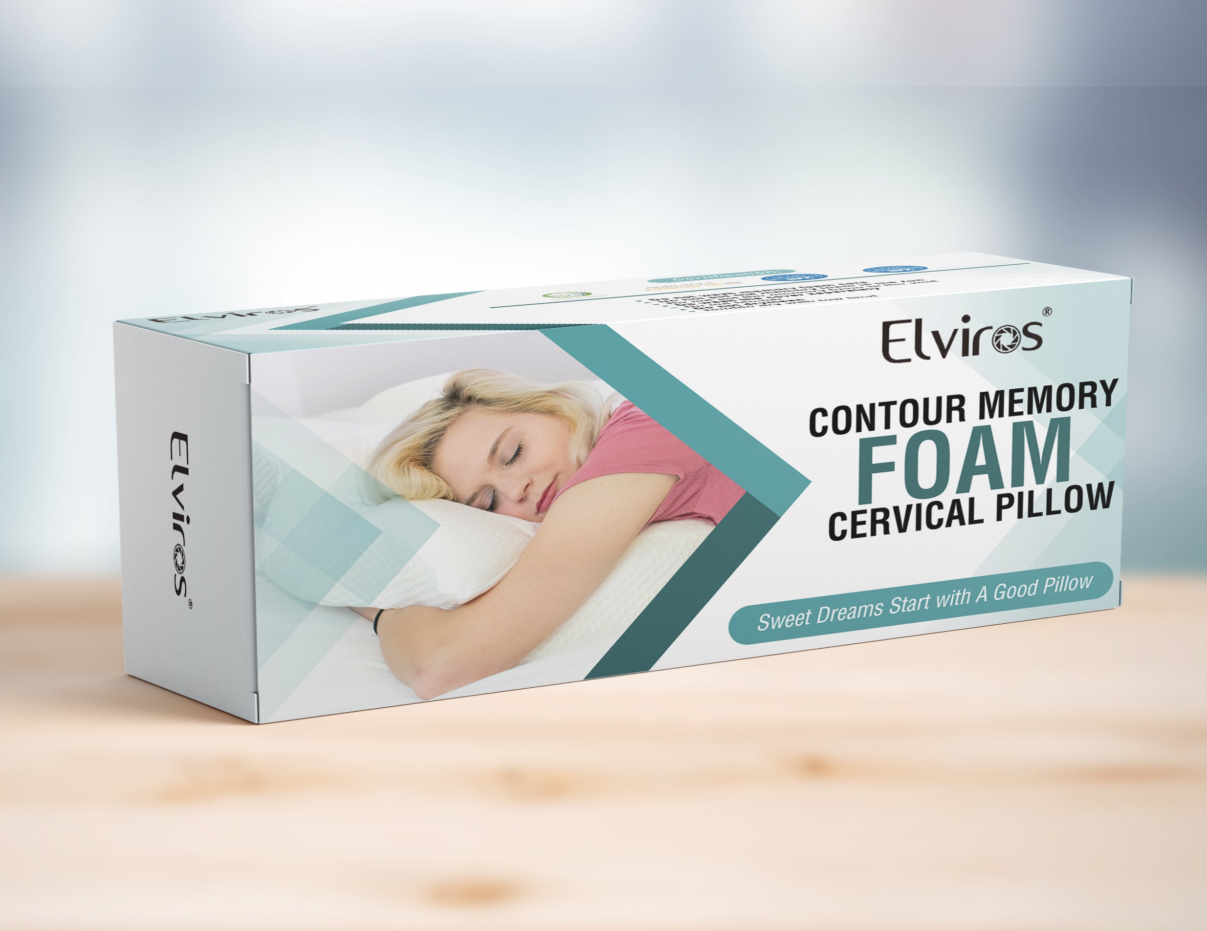 Elviros Cervical Memory Foam Pillow, Contour Pillows for Neck and Shoulder Pain, Ergonomic Orthopedic Sleeping Neck Contoured Support Pillow for Side Sleepers, Back and Stomach Sleepers (White)