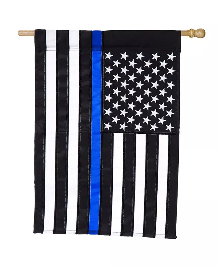 Evergreen Thin Blue Line Applique House Flag 28 x 44 Inches Outdoor Decor for Homes and Gardens