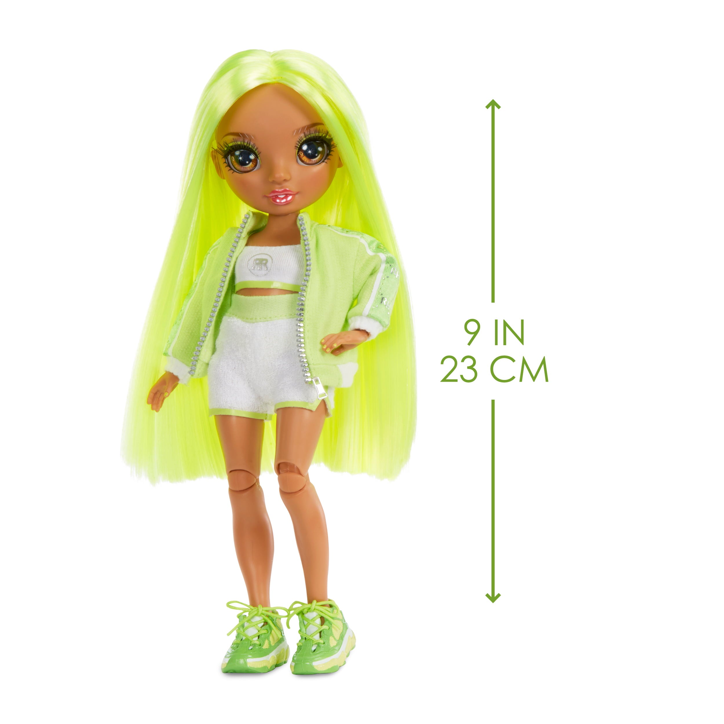Rainbow High Jr High Karma Nichols- 9-inch NEON GREEN Fashion Doll with Doll Accessories- Open and Closes Backpack. Great Gift for Kids 6-12 Years Old and Collectors