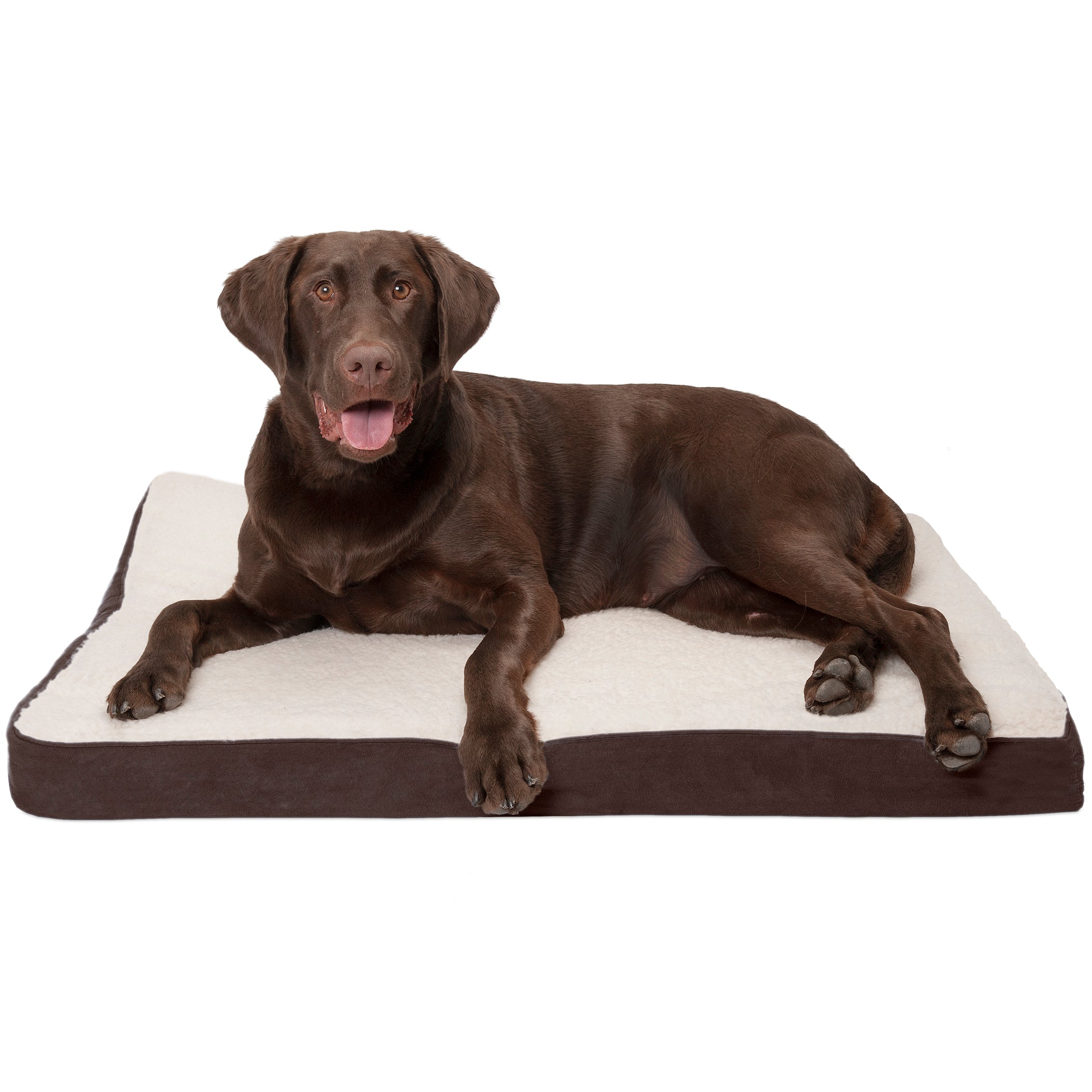 FurHaven Pet Products Faux Sheepskin and Suede Deluxe Orthopedic Dog Bed - Espresso， Large