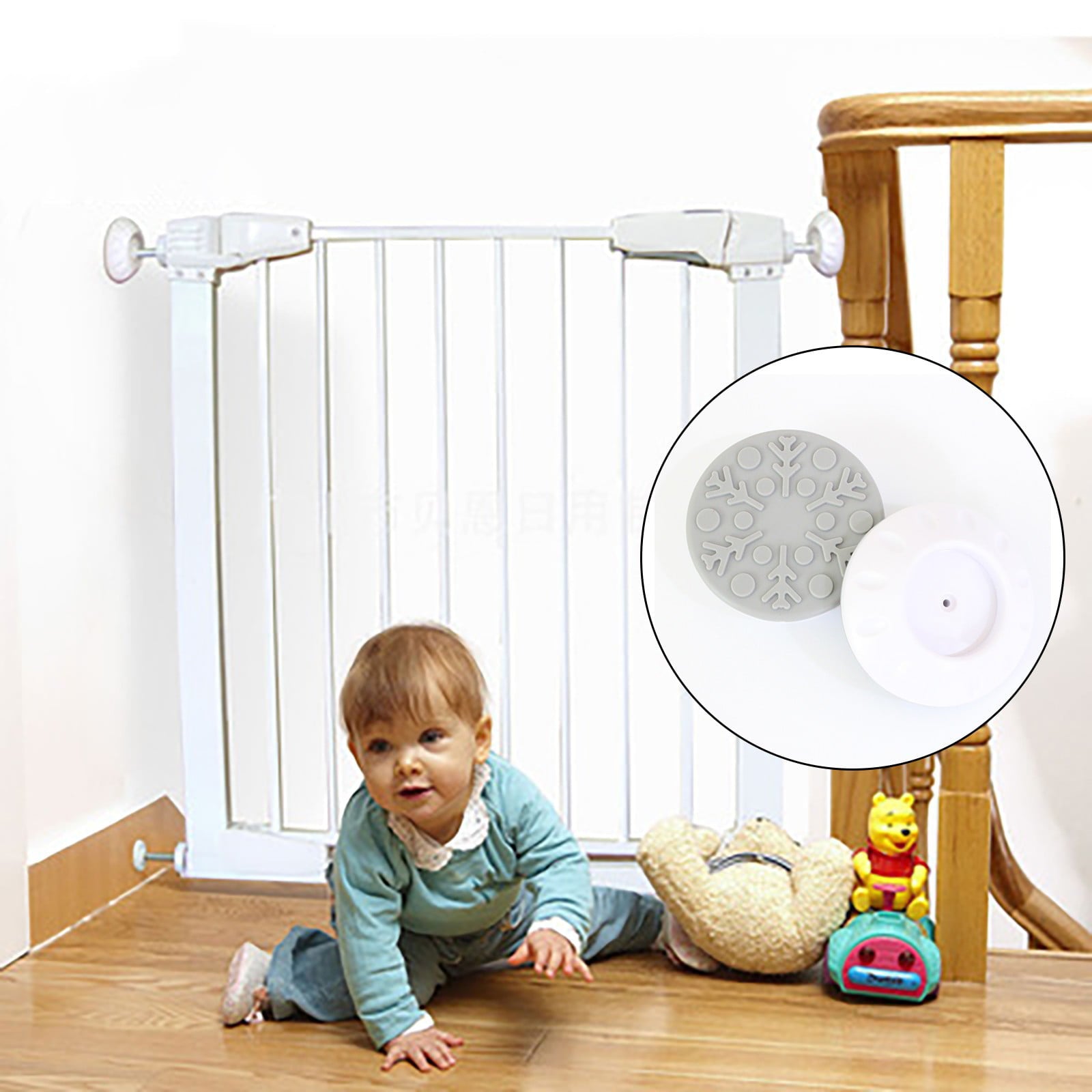 WANYNG 4Pcs Doorway Gate Wall Protector Free Punch Safety Wall Insurance Guard Water Filter Sink Faucet Stainless Steel