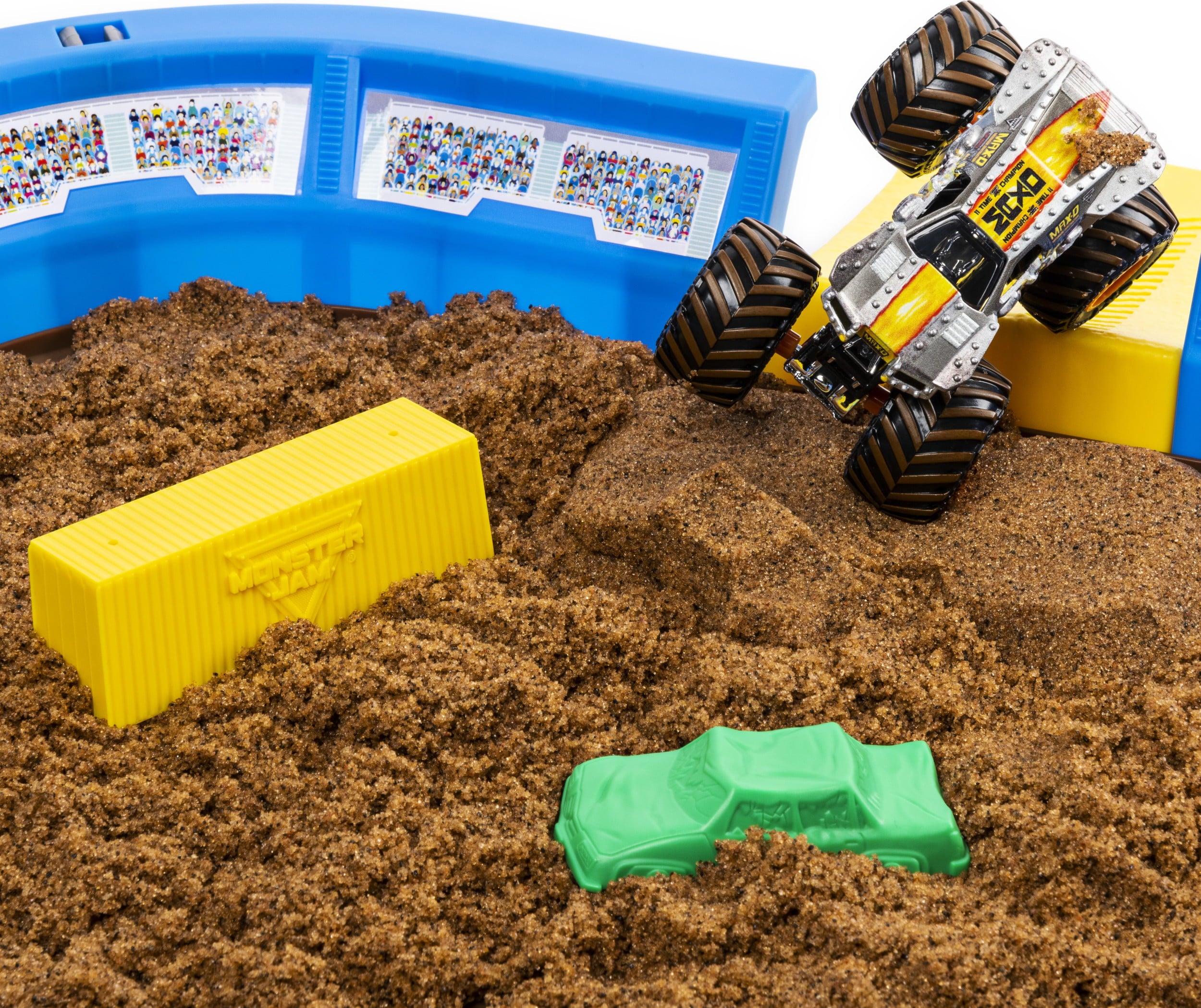 Monster Jam， Monster Dirt Arena 24-inch Playset with 2lbs of Monster Dirt and Exclusive 1:64 Scale Die-Cast Monster Jam Truck