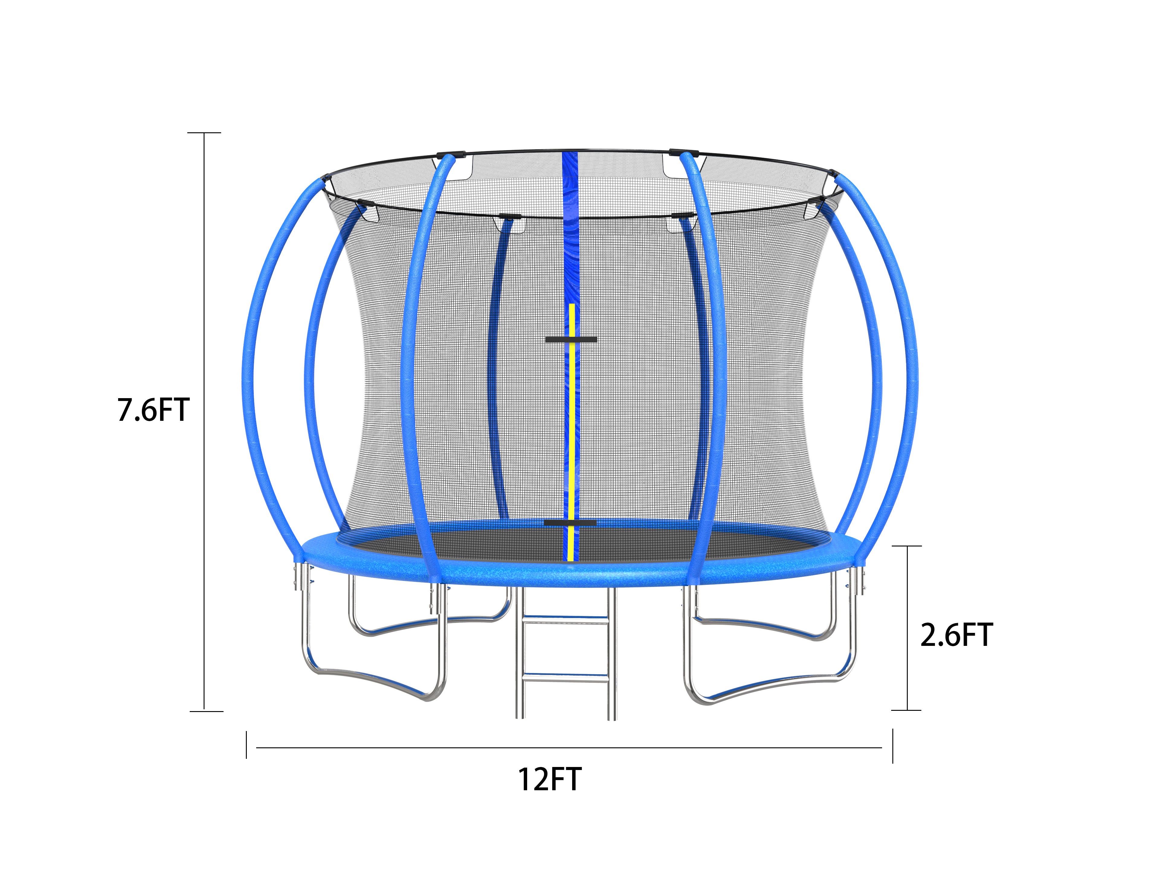2023 Upgraded Trampoline for Kids Adults， Seizeen 12FT Trampoline W/Enclosure Net for Outdoor， New Curved Poles Trampoline with Thickened Spring Pad Max 570LBS， Heavy-Duty Trampoline Strong Rebound
