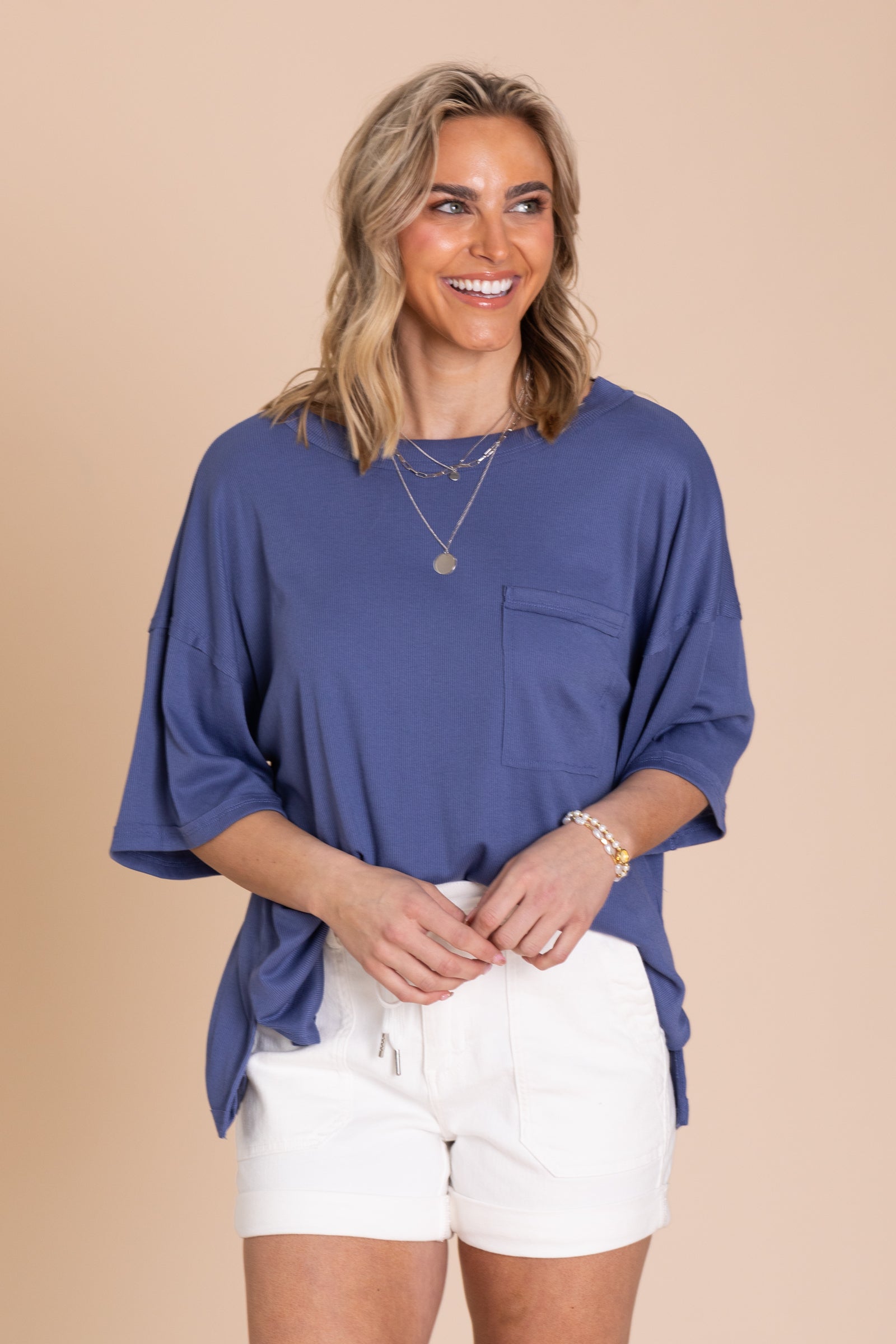 Oversized Ribbed Short Sleeve Knit Top