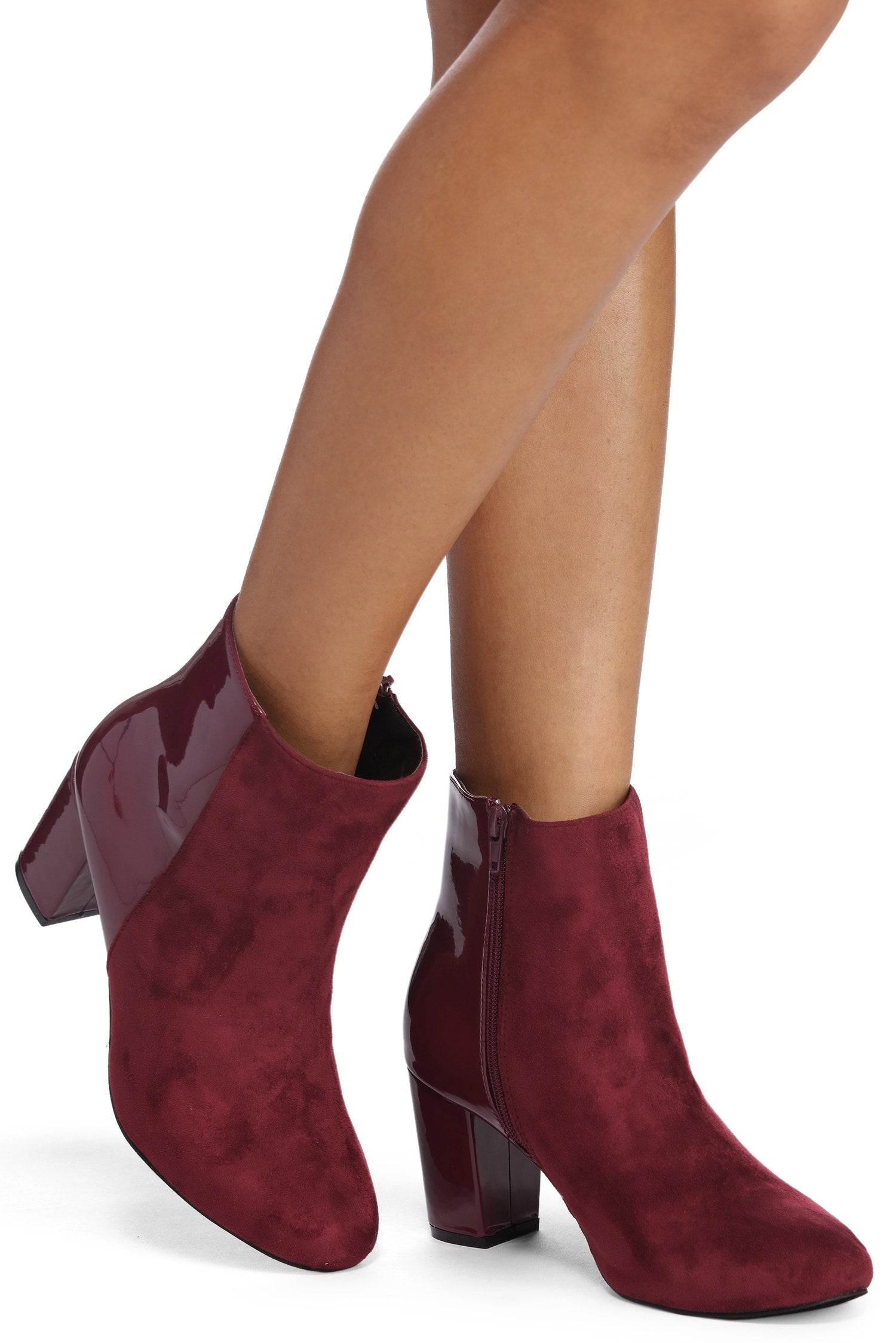 Contrasting Elements Block Heel Booties