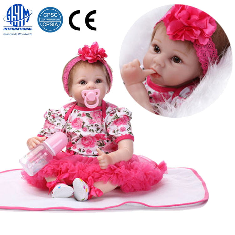 Zimtown 22" Handmade Lifelike Baby Girl Doll Silicone Vinyl Reborn Newborn Dolls Cute Baby Boy Girl Toy Gift