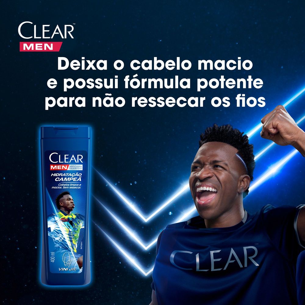 Shampoo Anticaspa Vini Jr Clear Men Hidratacao Campea 400ml
