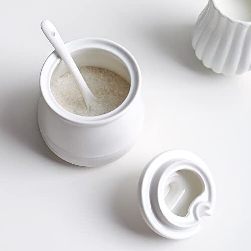 Sugar Bowl with Lid and Spoon 12 oz Ceramic Sugar Container Sugar Jar f...