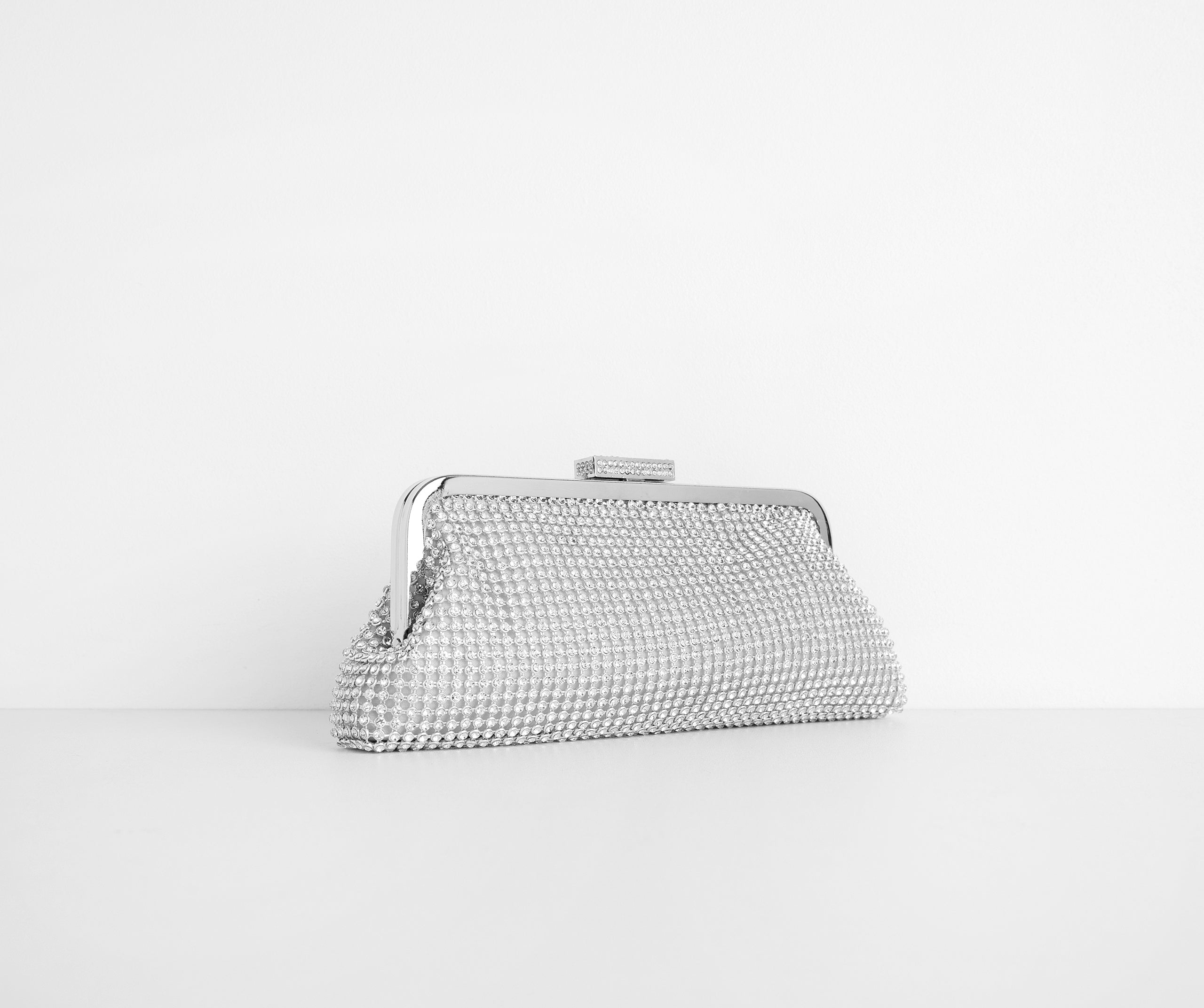 Way To Fame Rhinestone Mesh Clutch