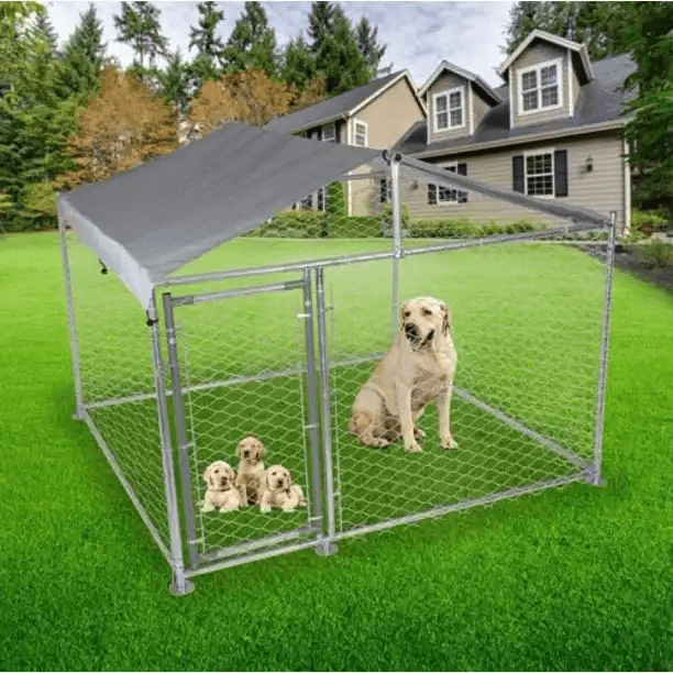 MoNiBloom X-Large Heavy Duty Outdoor Pet Kennel Dog House Cage Pet Resort with Water Resistant Cover and Secure Lock Mesh