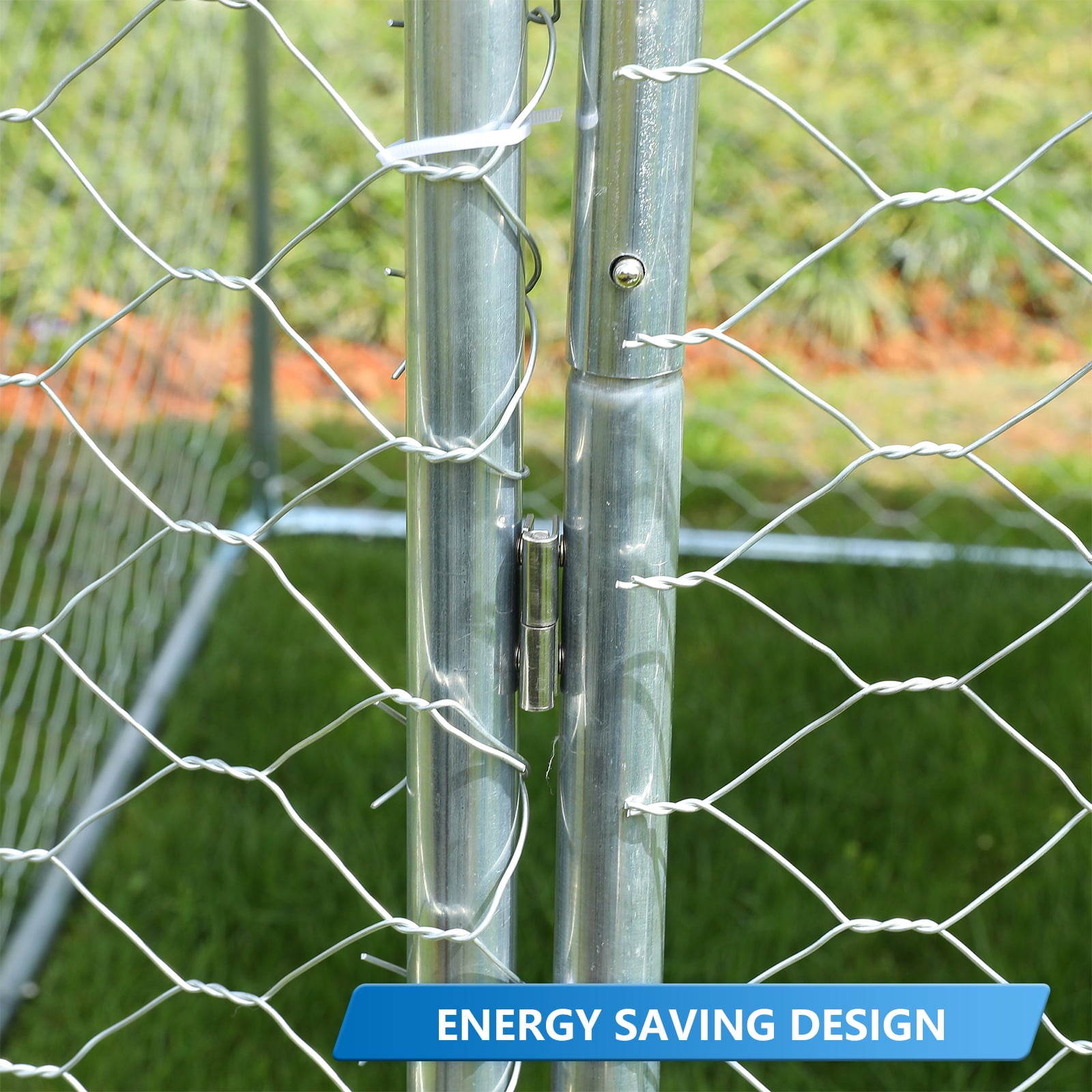 Dog Kennel Outdoor Metal Dog Cage Outside Dog Fence Pet Enclosure Fencing with Water-Resistant Cover Roof Backyard Dog Run House (Basic)