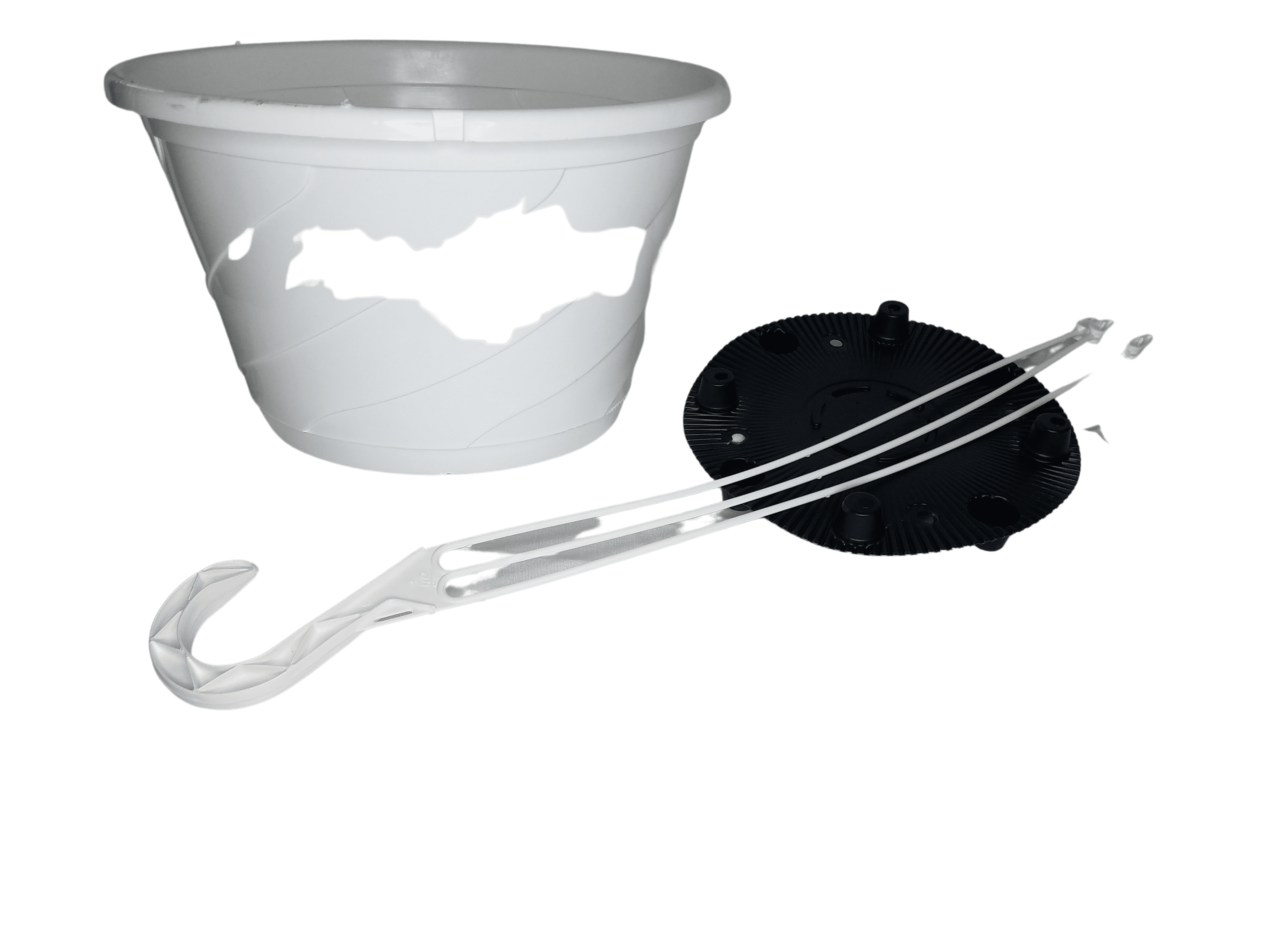 White Contempo Swirl 10" Diameter Plastic Hanging Basket - Set of 10