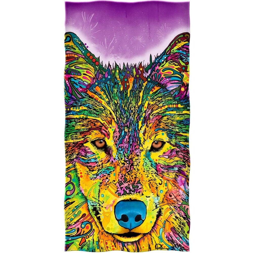 Wolf Super Soft Plush Cotton Beach Bath Pool Towel by Dean Russo