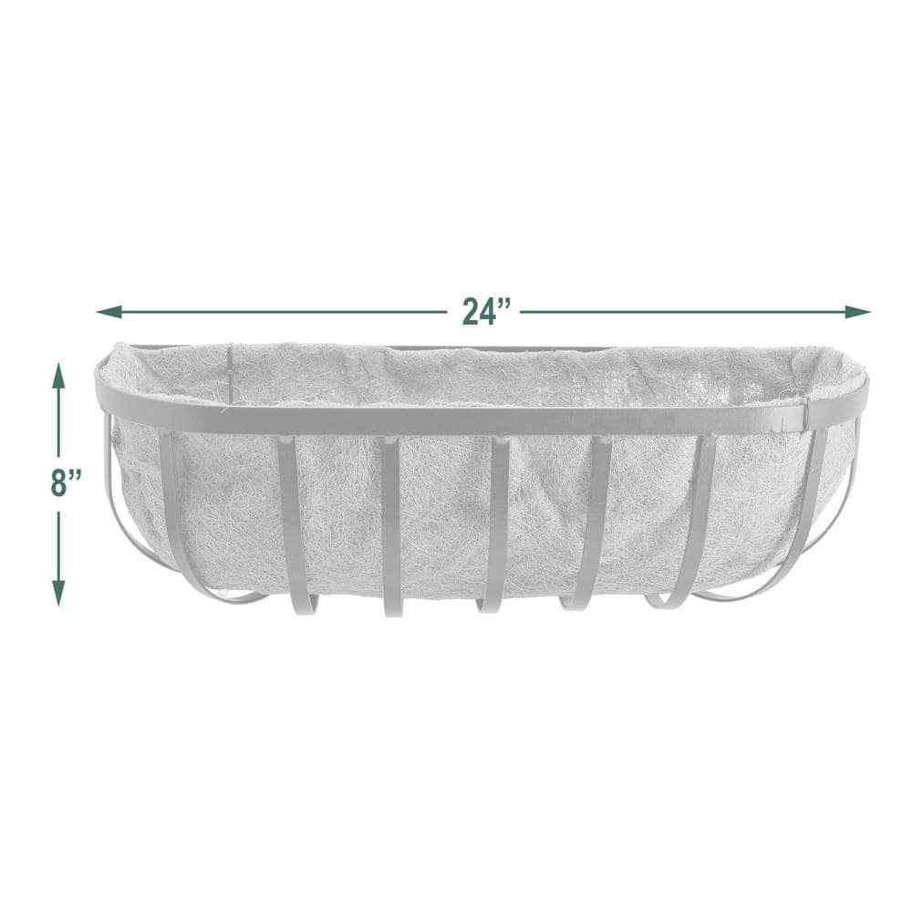 Arcadia Garden Products Solstice 24 in. Black Metal Coconut Wall Trough Planter 1529