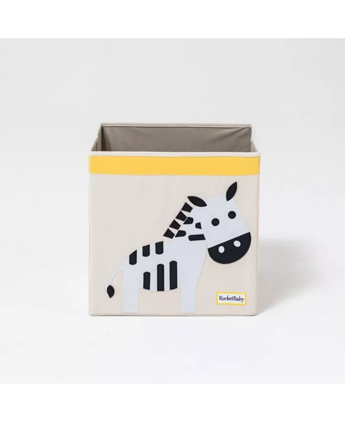RocketBaby Square Cotton Canvas Storage Basket Africa the Zebra