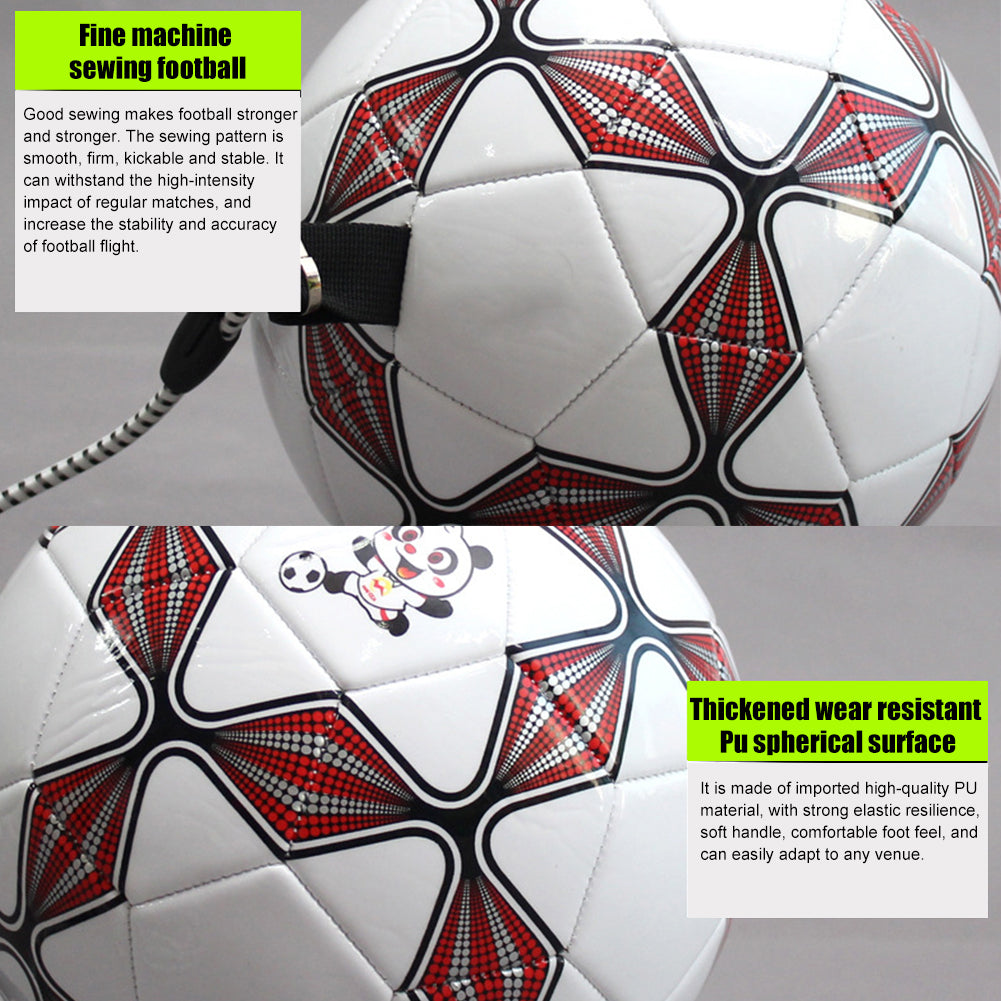 Soccer Ball with Rope Auxiliary Children Training Kick Back Football (Red)