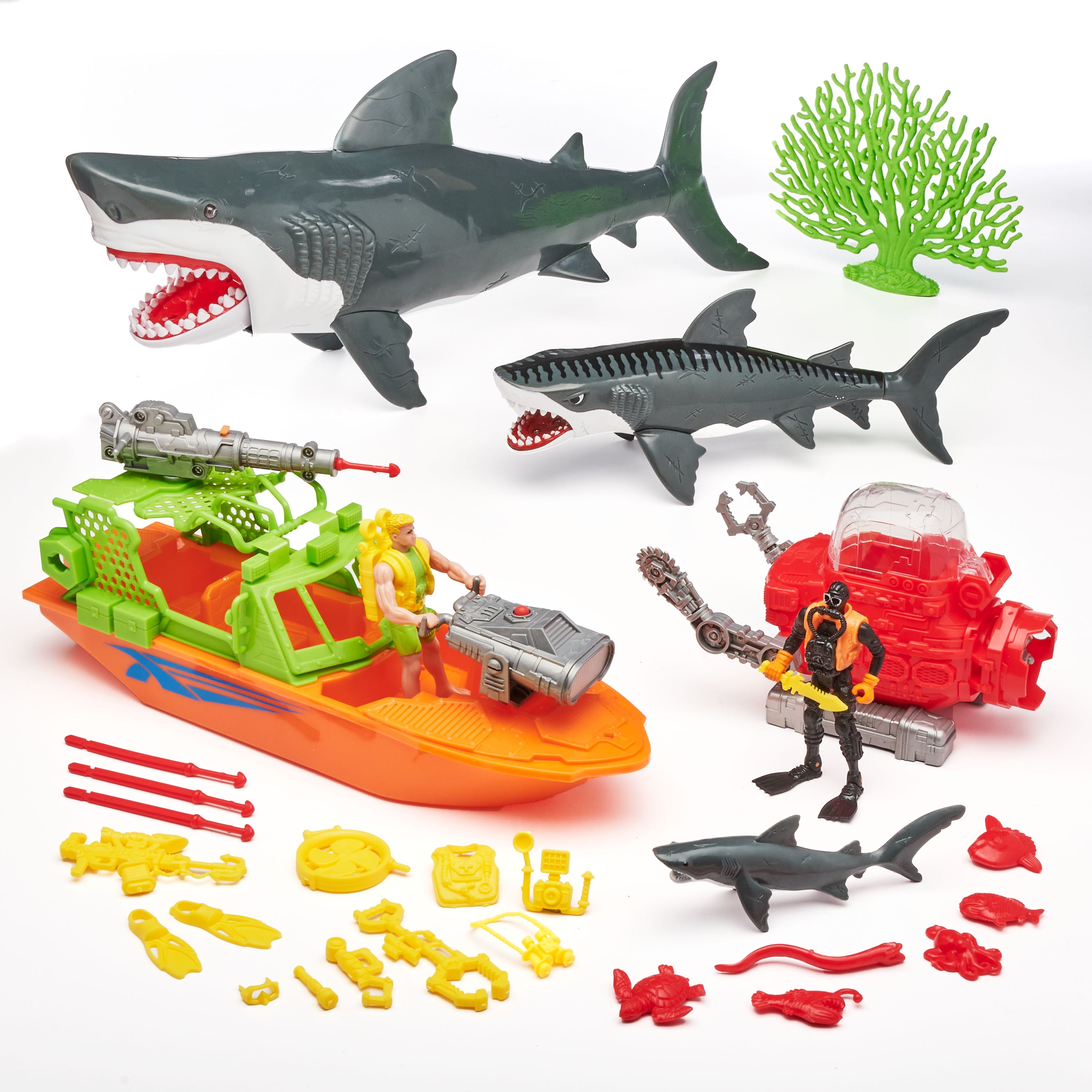 Kid Connection Shark Exploration Play Set， With Marine Boat and Vehicles， 31 Pieces