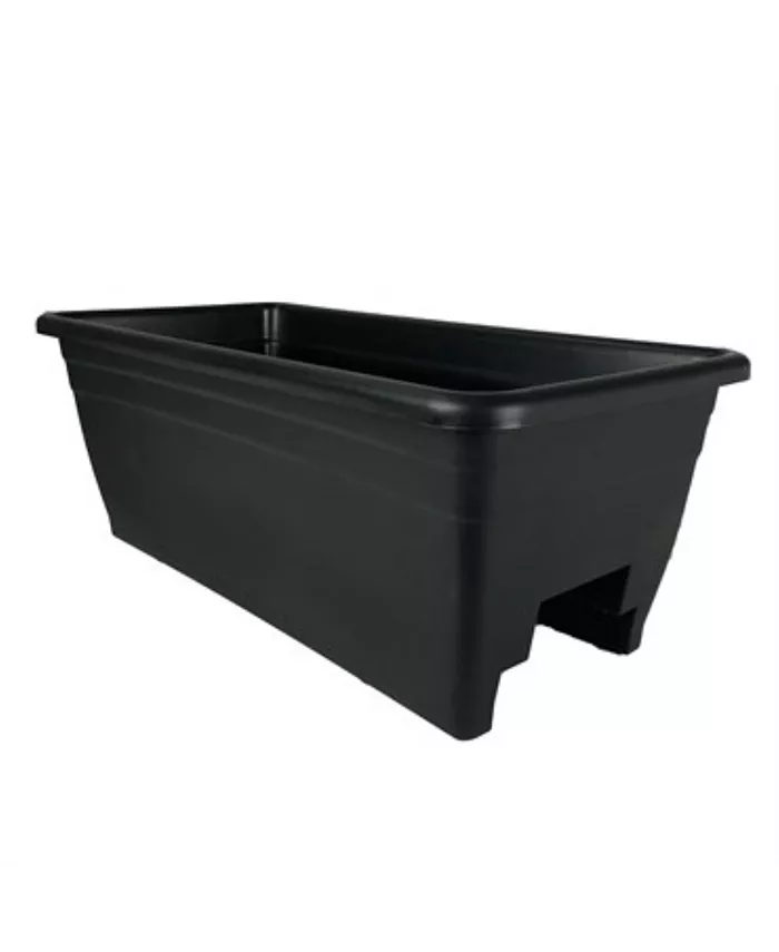 The HC Companies Deck Rail Box Planter， Black - 24in
