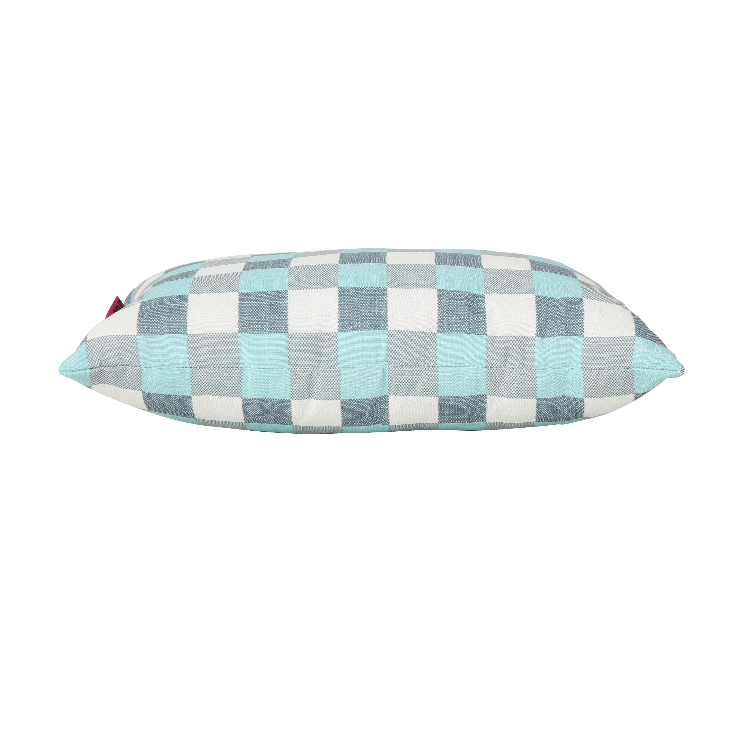 Italo Indoor Blue and White Plaid Water Resistant Rectangular Throw Pillow