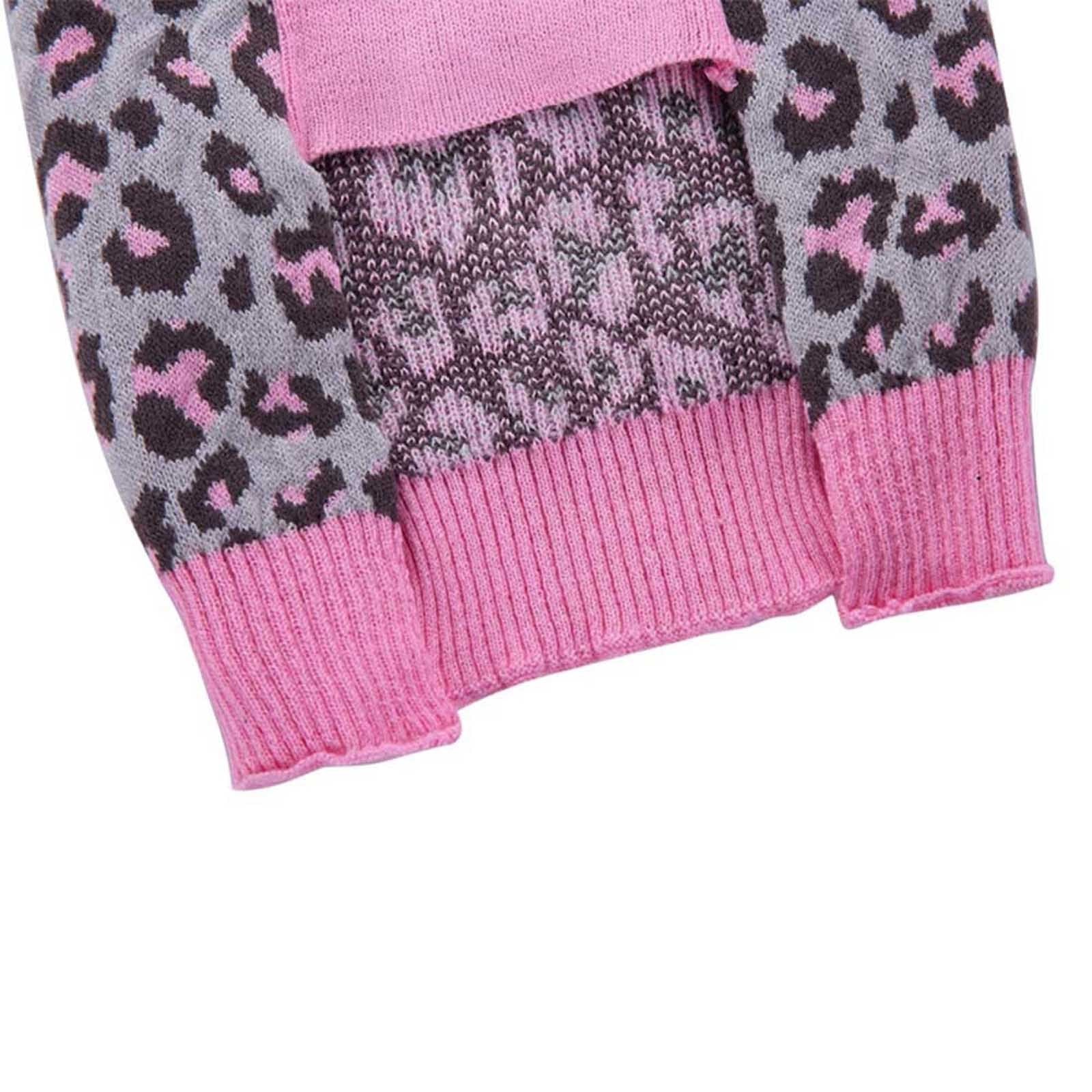 Pet clothes Pink Leopard Pet Dog Puppy Cute Clothes Puppy Winter Sweater Bowknot