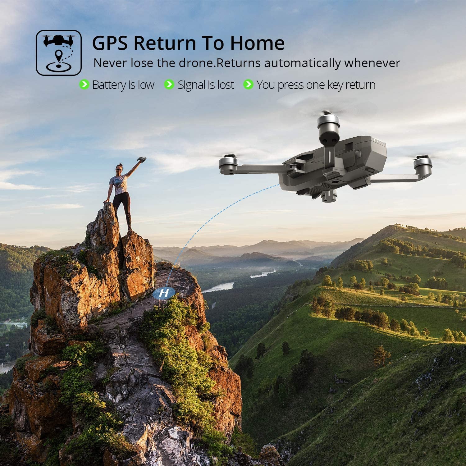 Holy Stone HS720 GPS Drone with Camera 4K UHD for Adults 2 Batteries Offer 52 Mins Flight Time Black