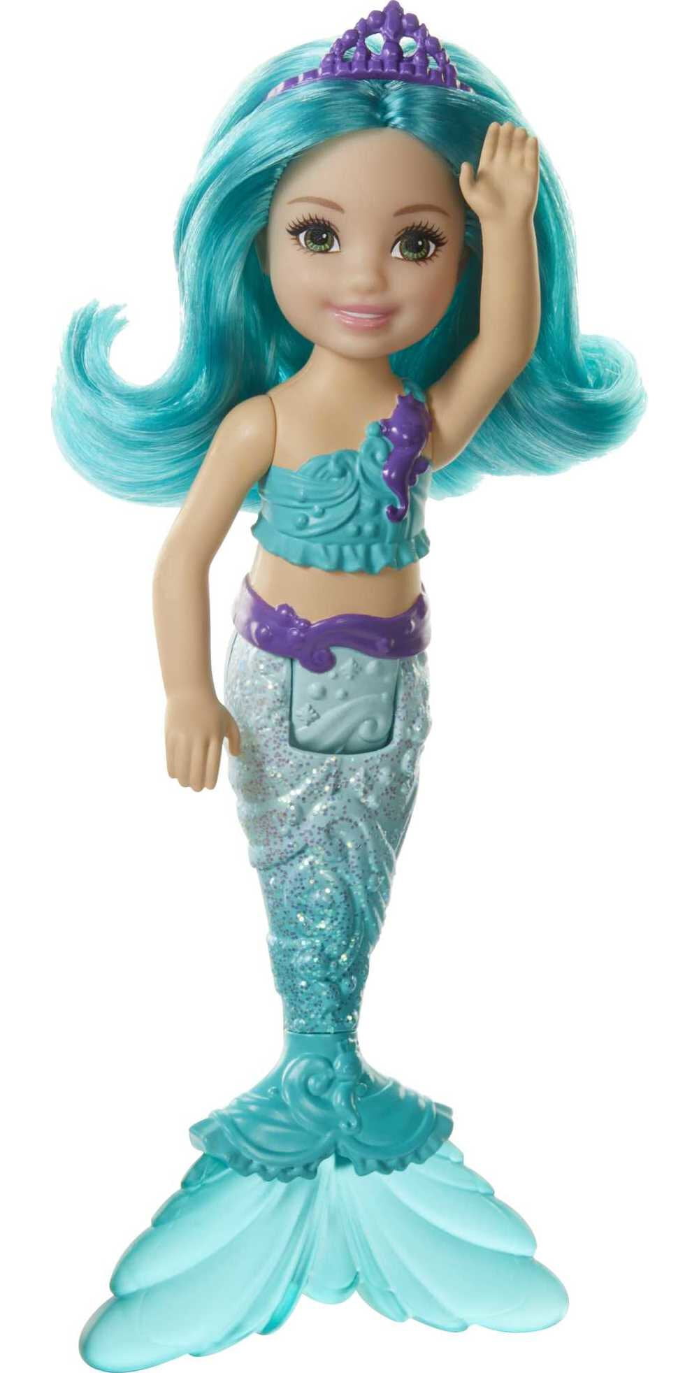 Barbie Dreamtopia Chelsea Mermaid Small Doll with Teal Hair & Tail, Tiara Accessory (6.5-inch)