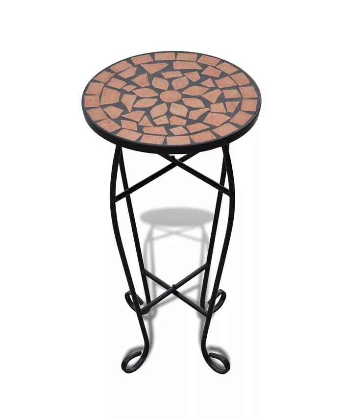 vidaXL Mosaic Side Table Plant Table Terracotta
