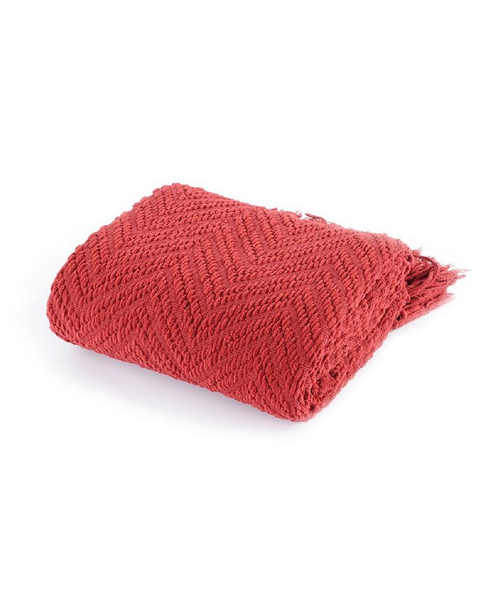 Battilo Knit Zig Zag Textured Woven Micro Chenille Throw， Extra Large