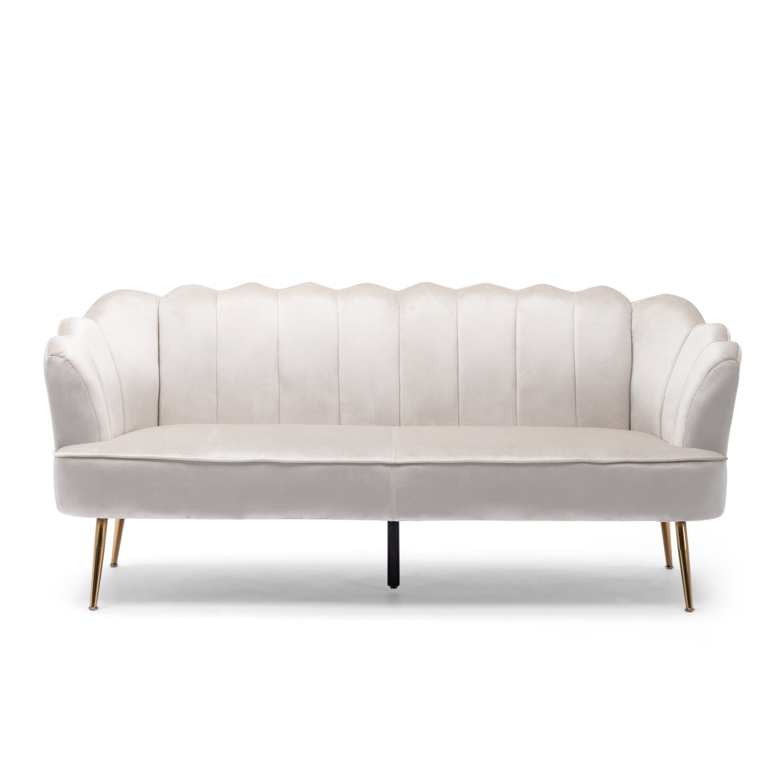 Ohnstad Modern Glam Velvet Channel Stitch 3 Seater Shell Sofa