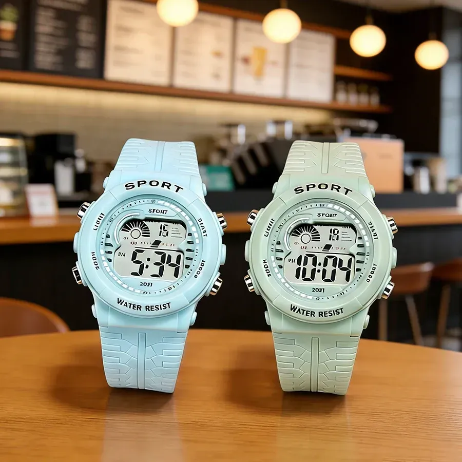LIUYANGTIAN 1/2pcs Fashion Sports Watch 30M Waterproof 7 Colors LED Backlight Alarm Stopwatch Electronic Wristwatch for Teens Men Women
