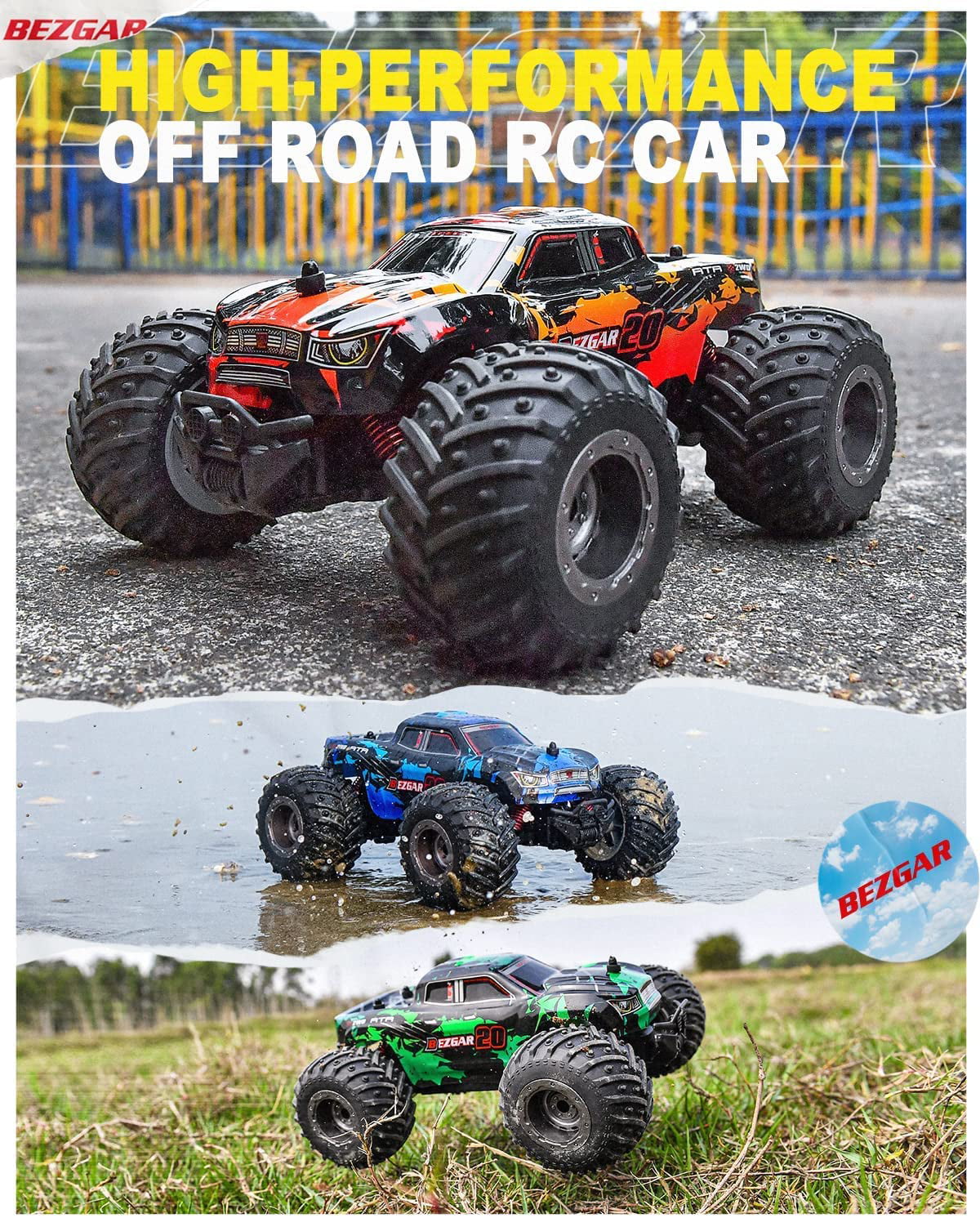 Bezgar 1:20 RC Cars Remote Control Cars， RC Truck Rock Crawler for Boys Kids Adults