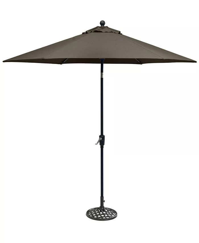 Agio Chateau Outdoor 9' Push Button Tilt Umbrella with Outdoor Fabric and Base， Created for Macy's